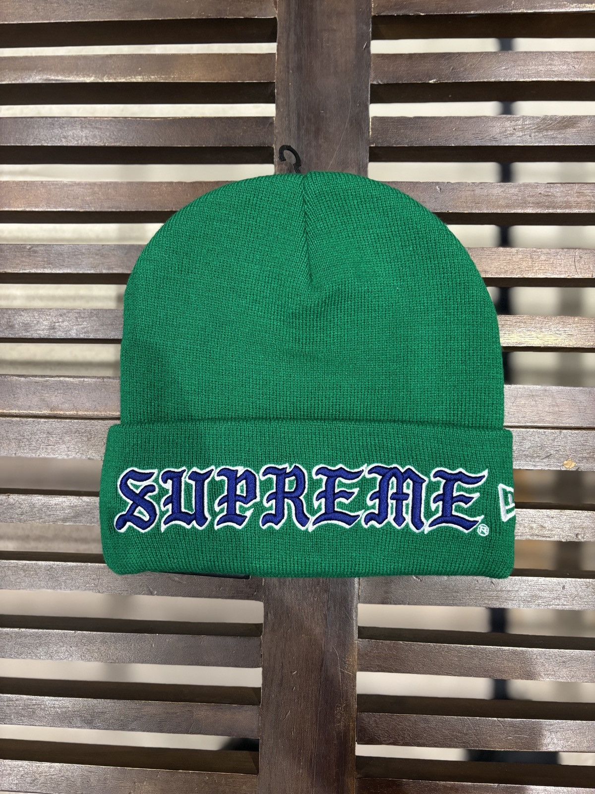 Supreme Supreme Old English Printed Beanie (SS26) Olive | Grailed