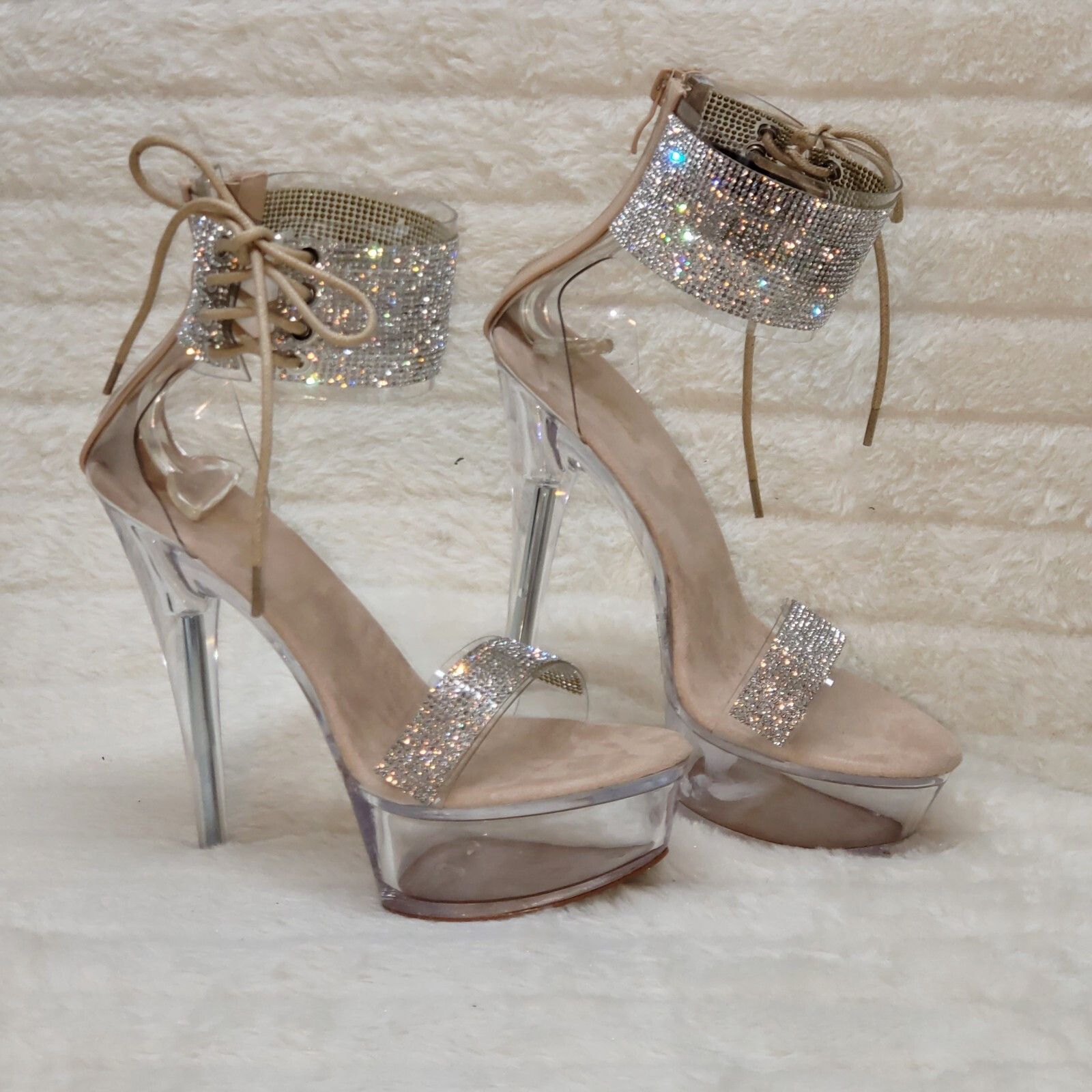 Other Sparkle Affair Clear Platform Rhinestone Ankle Cuff High Hee Size US 8.5 / IT 38.5 - 9 Thumbnail