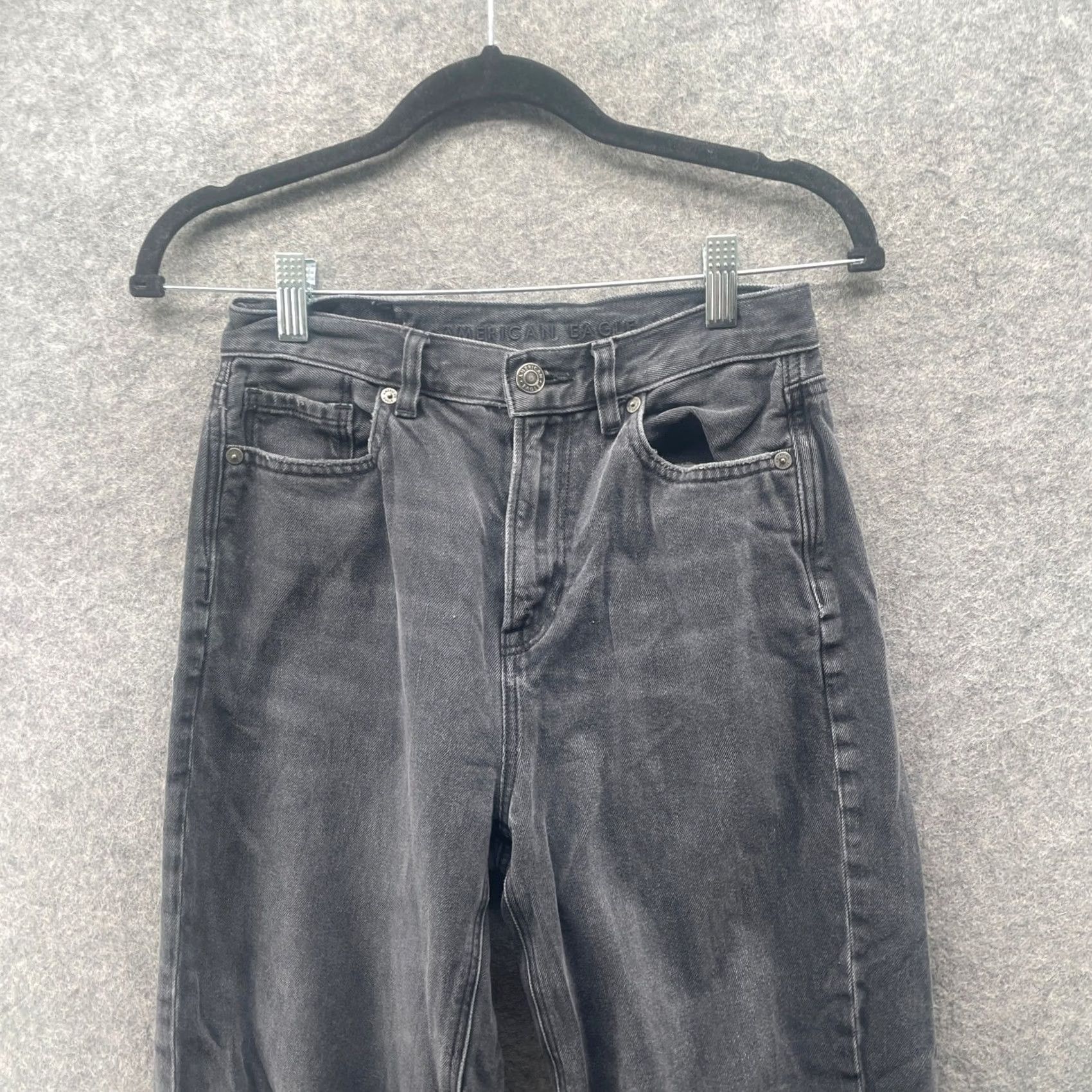 American Eagle Outfitters VINTAGE American Eagle Outfitters Relaxed Mom Jean Womens 0 X-Short Washed Black Distressed Jeans 5-Pocket Design Mens Womens Size 25" / US 0 / IT 36 - 3 Thumbnail