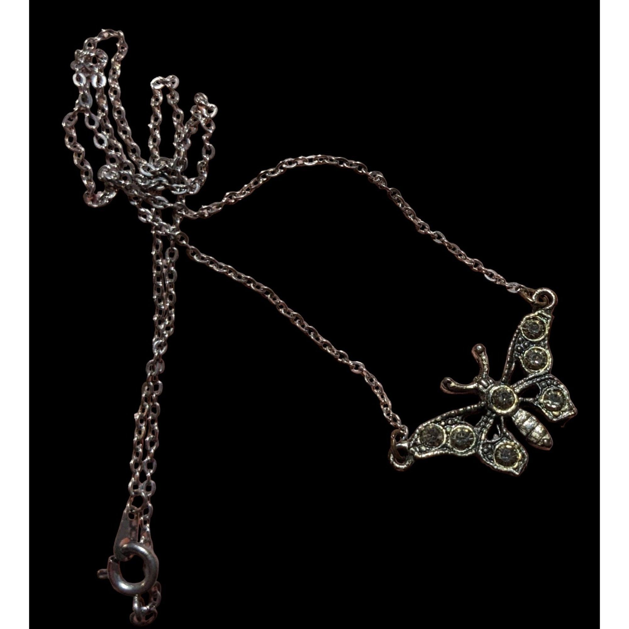 Other Vintage 90s Butterfly Rhinestone Necklace Size ONE SIZE - 3 Thumbnail