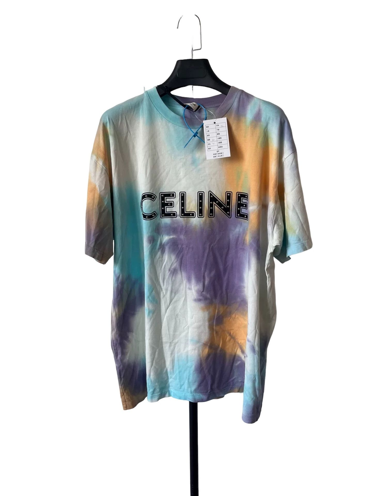 Celine CELINE Tie-Dye Logo Print T-Shirt XL Size US XL / EU 56 / 4 - 1 Thumbnail