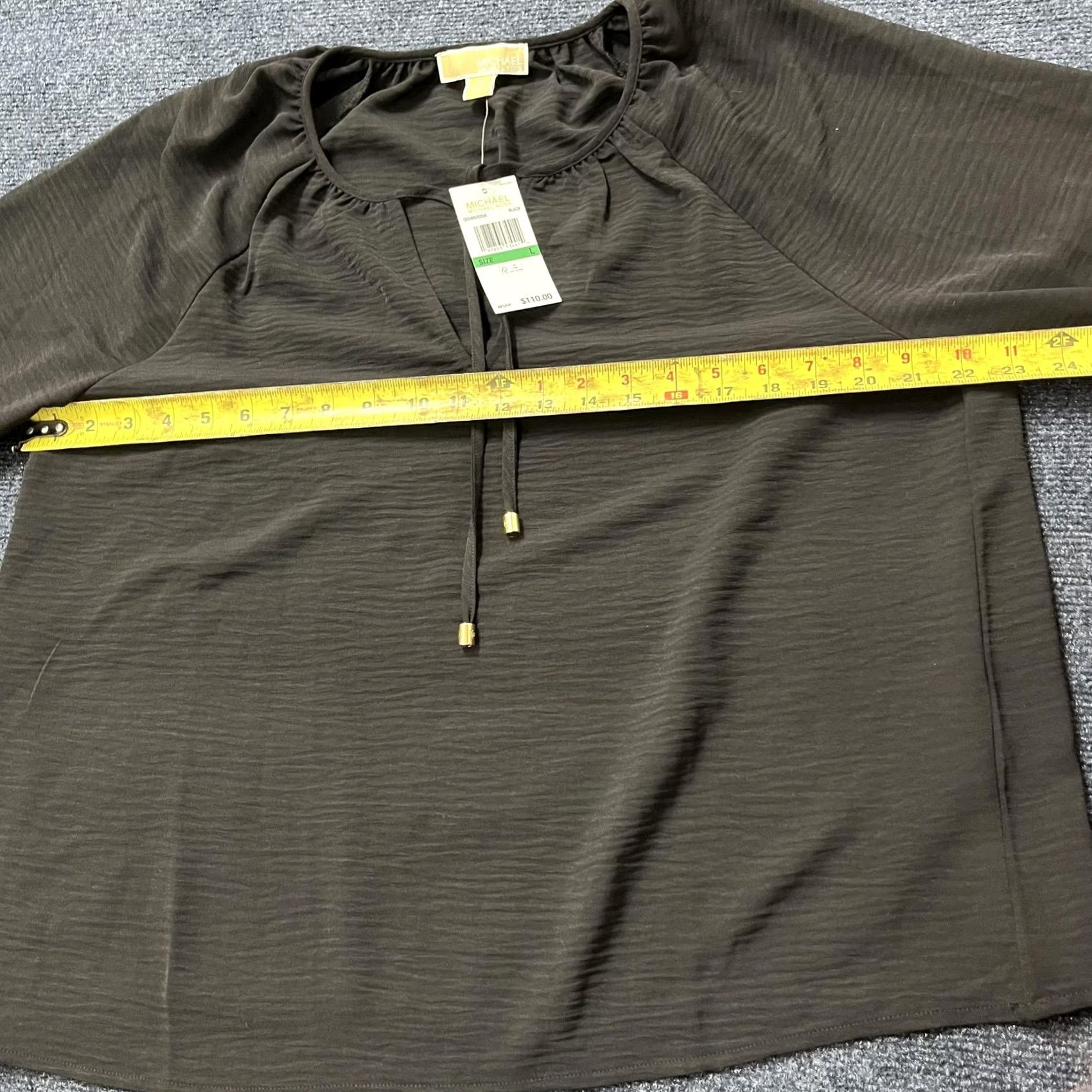 Michael Kors Michael Kors Womens Large Black Shirt Tie Neck Top 05S40U5000 Size L / US 10 / IT 46 - 7 Thumbnail