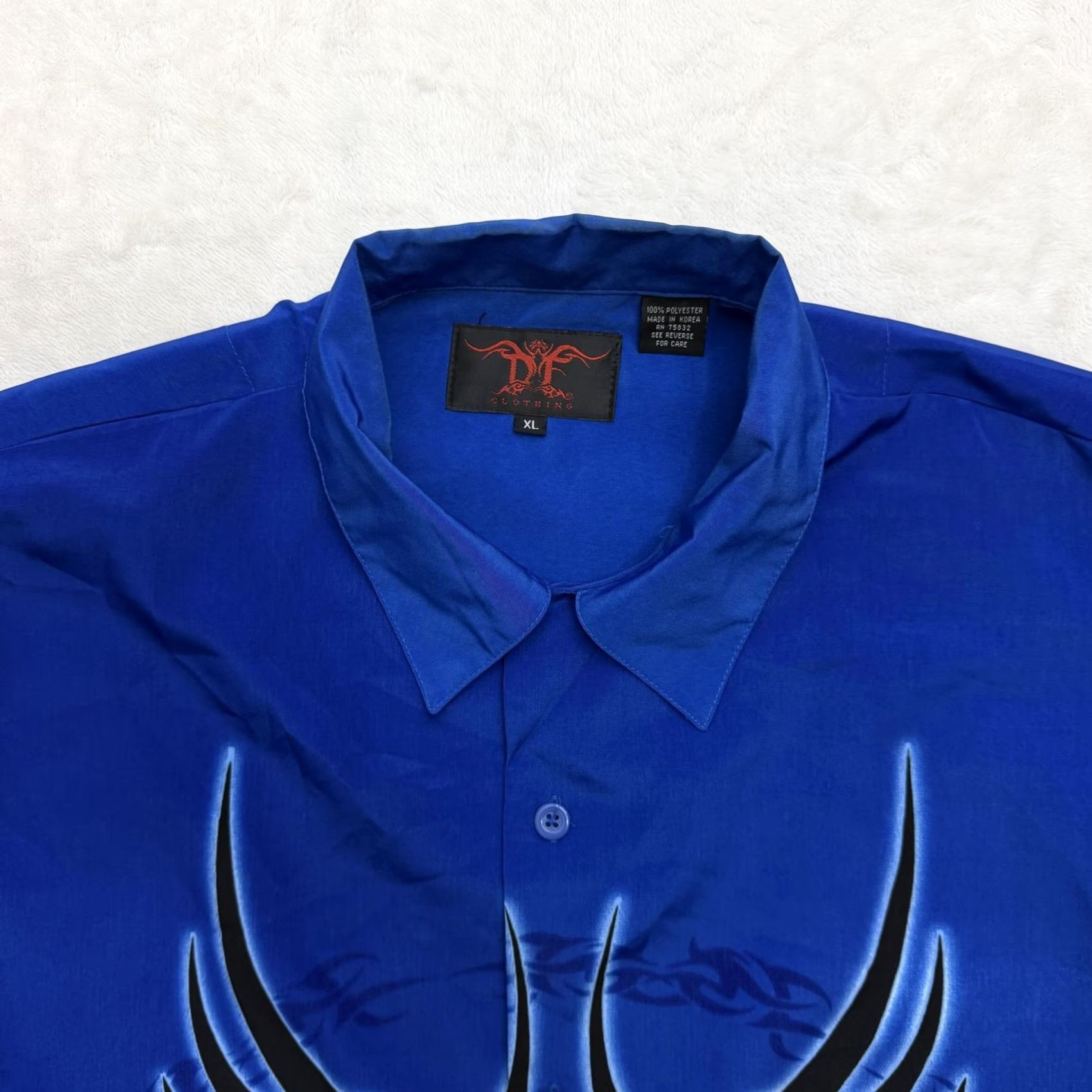 Vintage VINTAGE Dragon Fly Clothing Shirt Dragonfly Mens XL Blue Tribal Tattoo Graphic Button Up Shirt Size US XL / EU 56 / 4 - 2 Thumbnail