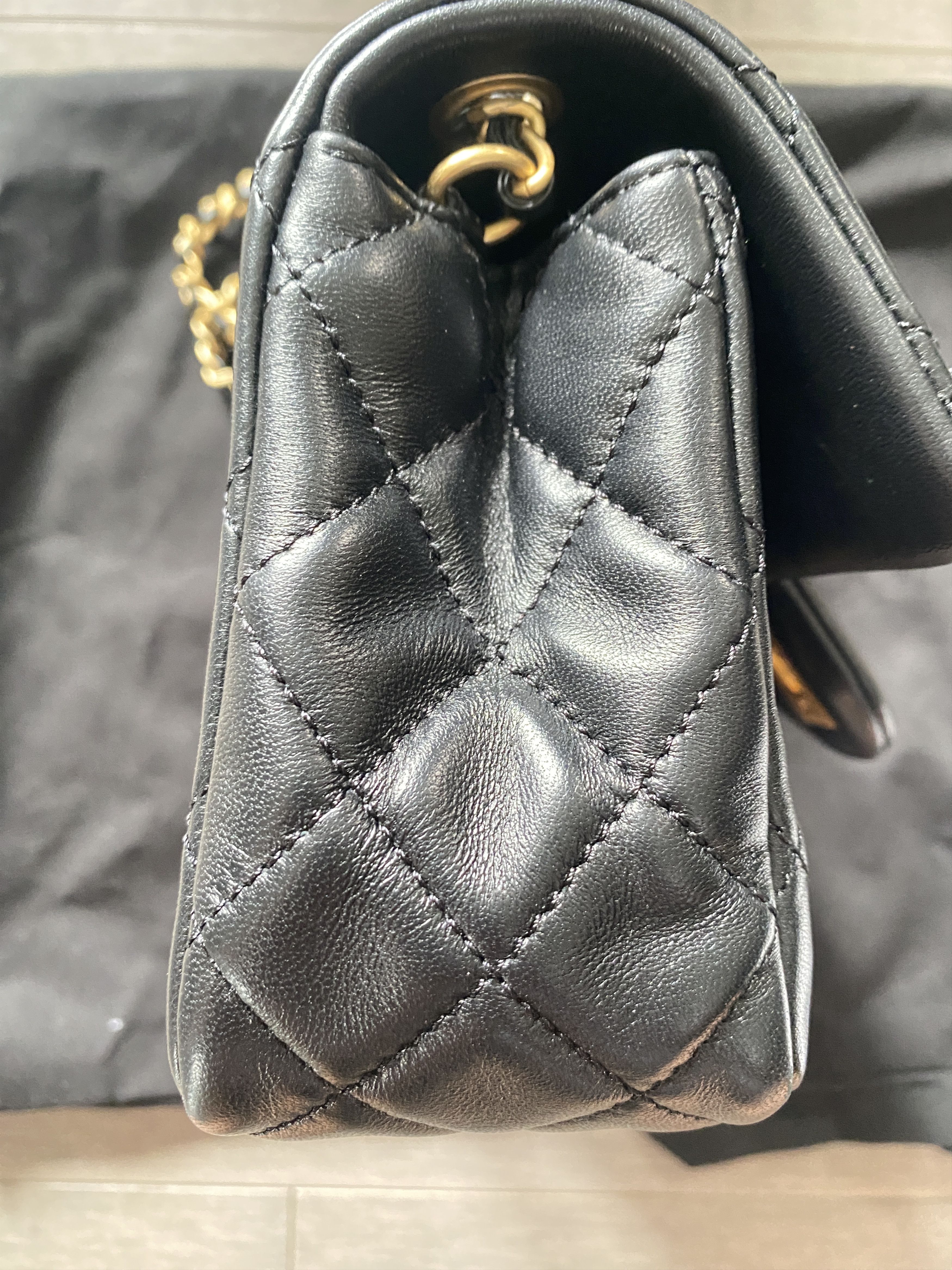 Chanel CHANEL Black Mini Square Pearl Crush Gold Ball Flap Bag Size ONE SIZE - 3 Thumbnail
