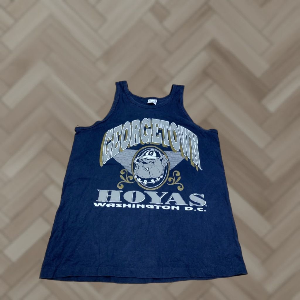 Vintage VINTAGE Georgetown Hoyas Tank Top Mens L Blue Bulldog University 1990s Graphic Tee Sportswear Shirt Men Blue Hoyas Tank Top Size US L / EU 52-54 / 3 - 1 Thumbnail
