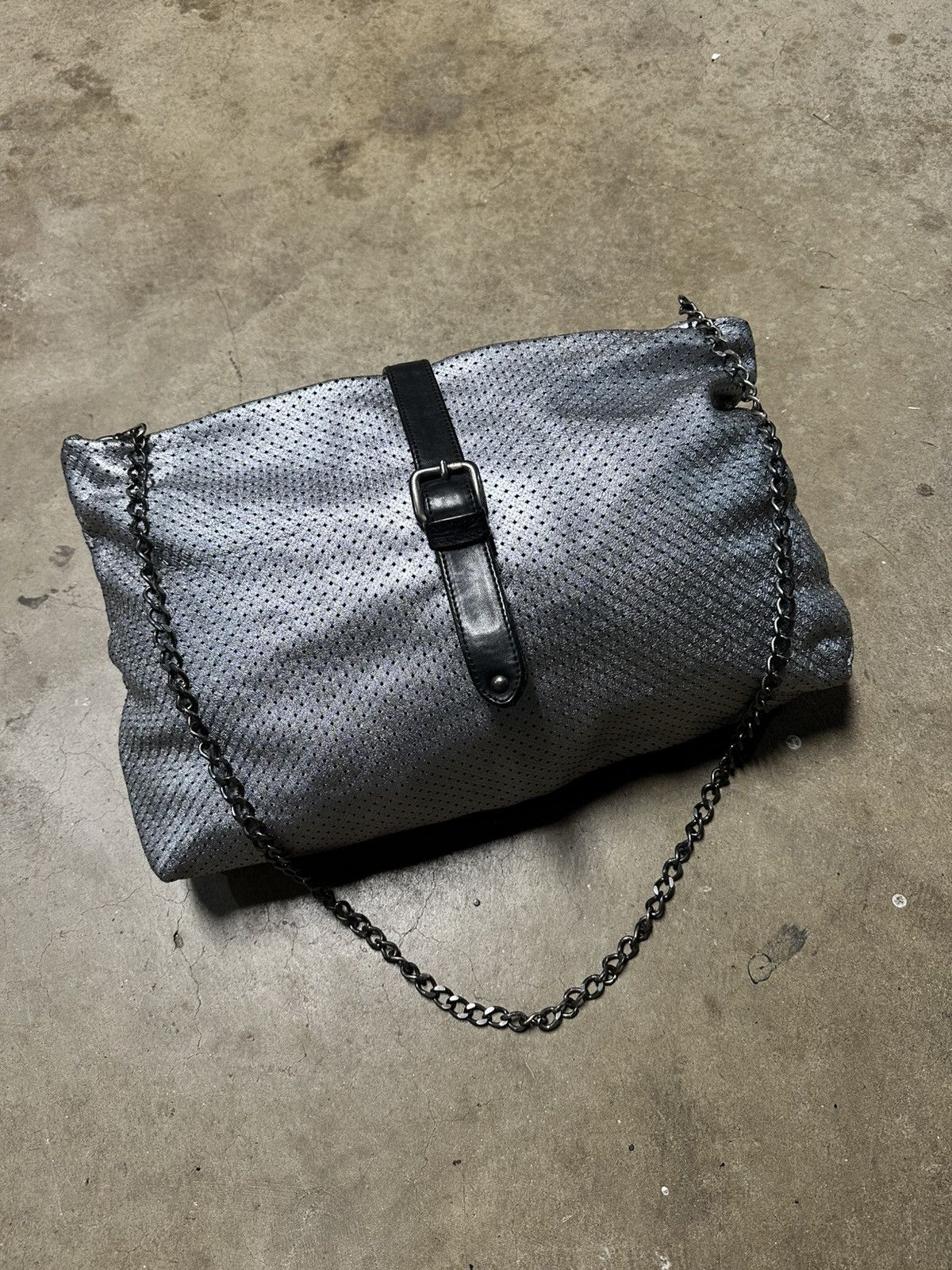 Giorgio Brato GIORGIO BRATO Silver Perforated Leather Shoulder Bag Size ONE SIZE - 1 Thumbnail