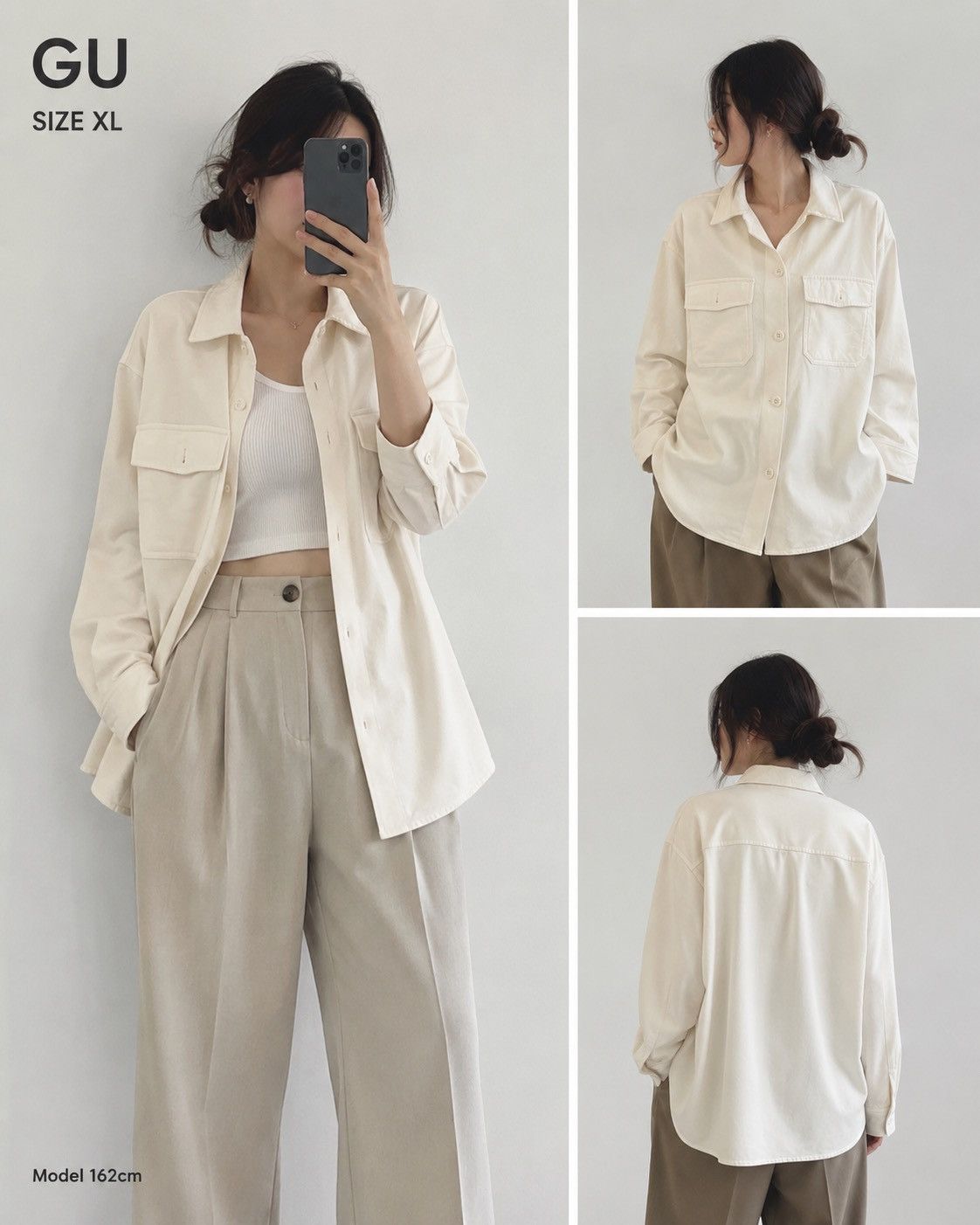 GU GU Japan Minimal Overshirt Shacket Cream White XL Size XL / US 12-14 / IT 48-50 - 7 Thumbnail