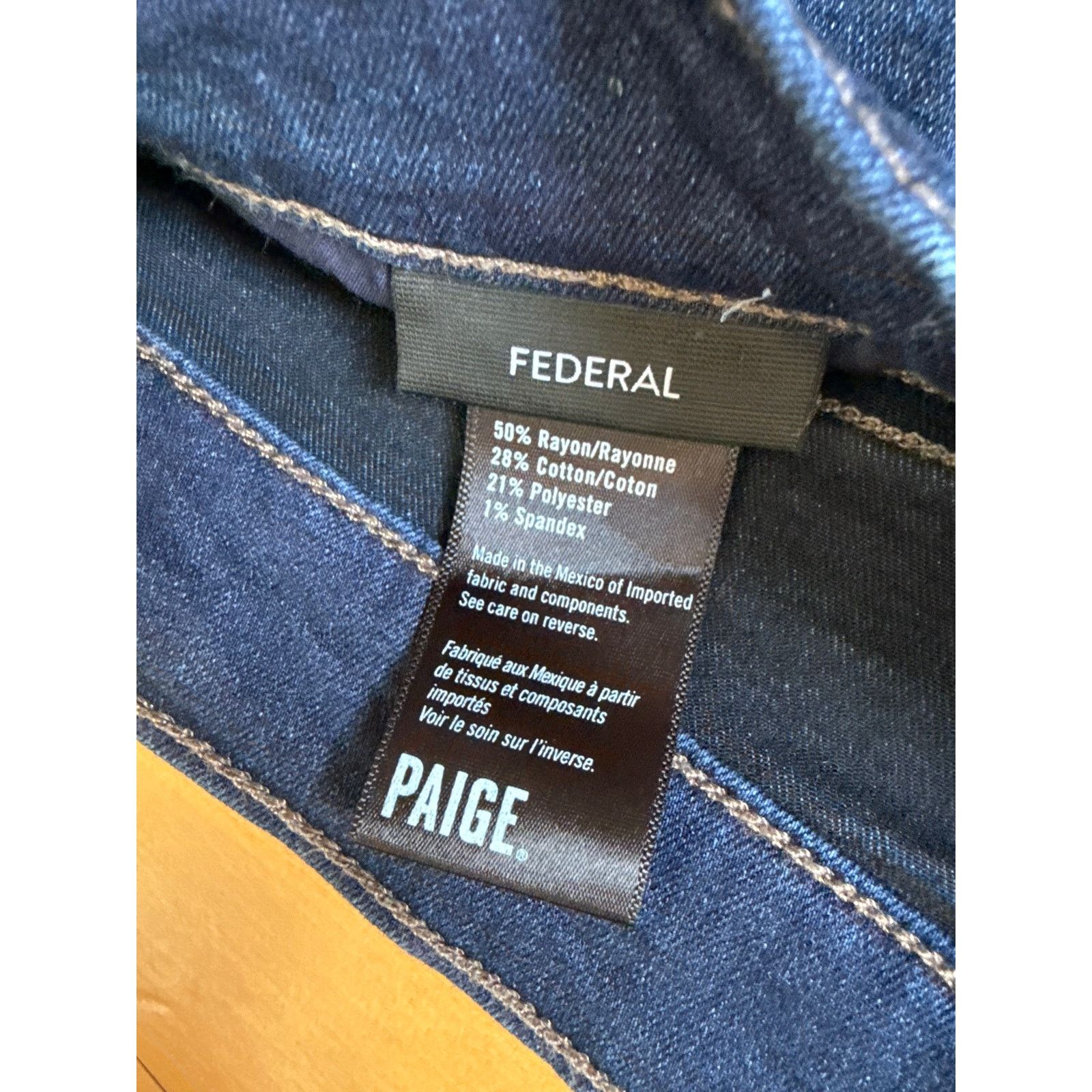 Paige PAIGE Federal Slim Straight Jeans 33 Eliot Dark Wash EUC Size US 33 - 4 Thumbnail