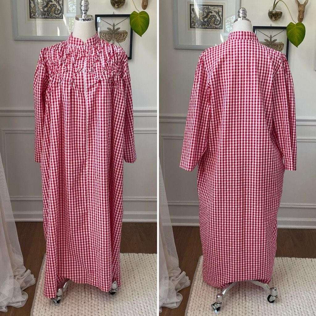 Vintage Vintage 70s Styled by Saybury Red Gingham House Coat Nightgo Size ONE SIZE - 1 Thumbnail