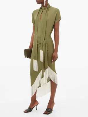 Balmain o1y0625 Midi Skirt in Military Green/White Size 28" / US 6 / IT 42 - 4 Thumbnail