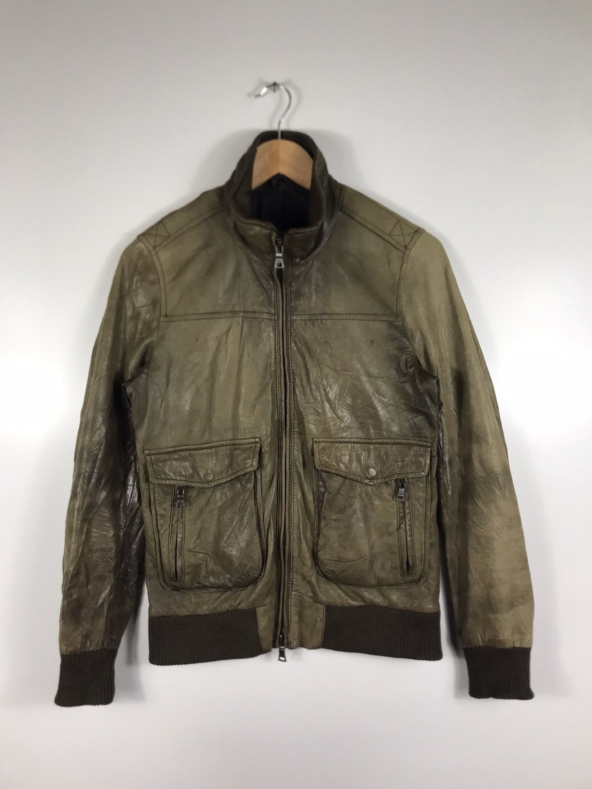Ships Jet Blue ⚡️Vintage Ships Jet Blue Distressed Leather Jacket Size US S / EU 44-46 / 1 - 1 Thumbnail