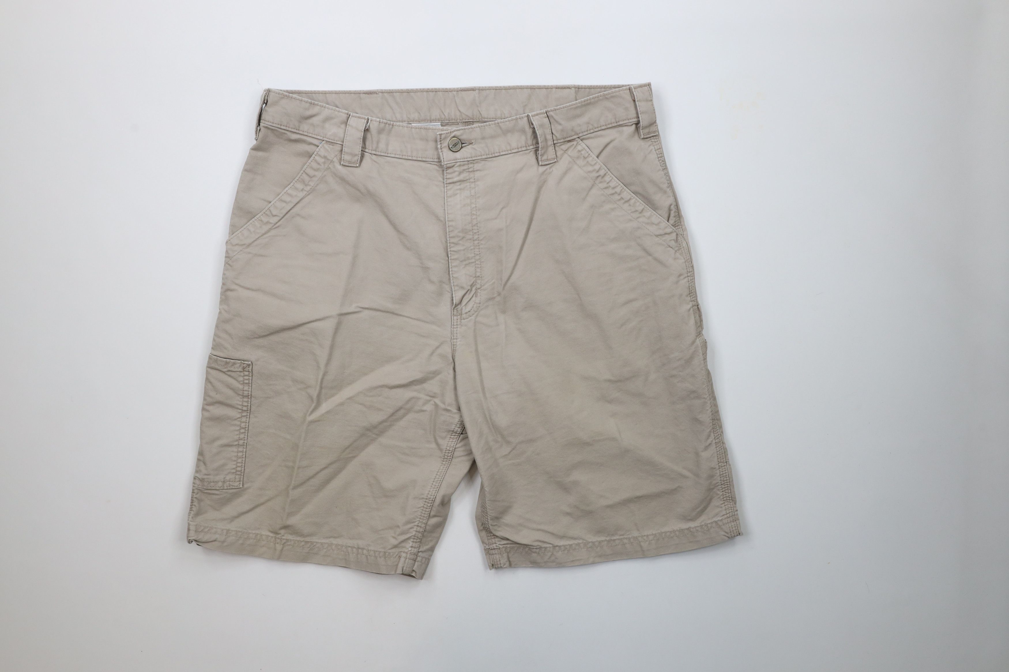 Carhartt × Vintage Vintage Carhartt Spell Out Dungaree Work Shorts Beige Cotton Size US 38 / EU 54 - 1 Thumbnail