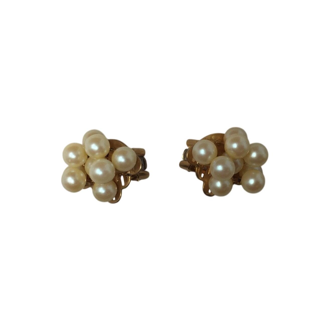 Other Women's Gold Tone Cluster Clip on Earrings with Faux Pearls Size ONE SIZE - 1 Thumbnail