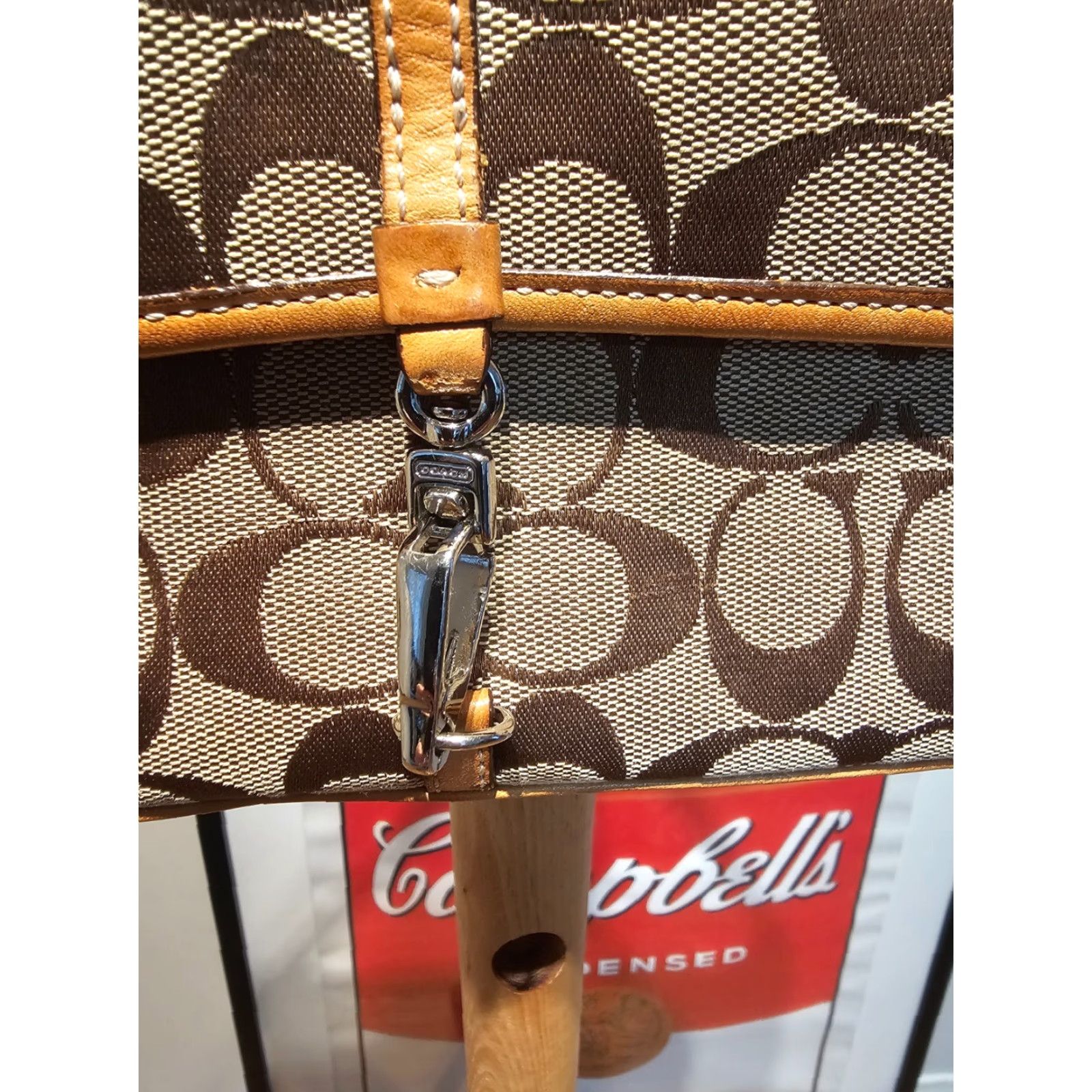 Coach VINTAGE COACH 6348 SIGNATURE JACQUARD X LEATHER DEMI HANDBAG Bag Women Beige Leather Crossbody Strap Clutch 10in 6in Size ONE SIZE - 5 Thumbnail