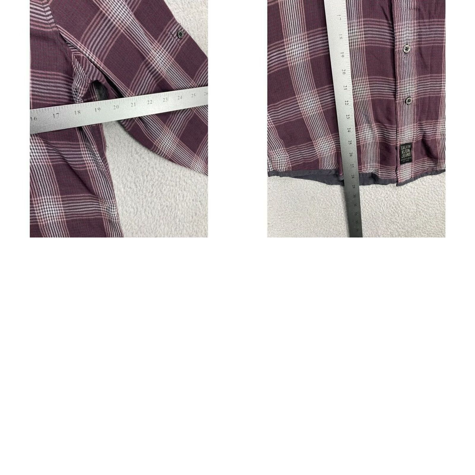 Calvin Klein Calvin Klein Button-Up Shirt Mens Medium Maroon Plaid Long Sleeve Pockets Size US M / EU 48-50 / 2 - 9 Thumbnail
