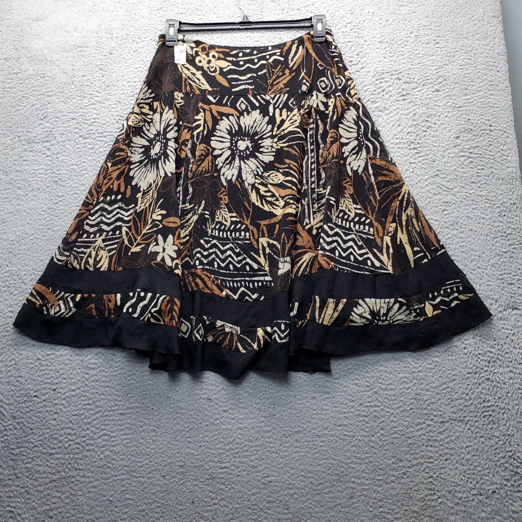 Vintage East 5th Skirt Womens Size 12 Multi Palm Trees Print Stretch Lined Flare Midi Techniques: Casual, Travel Size 34" / US 12 / IT 48 - 2 Thumbnail