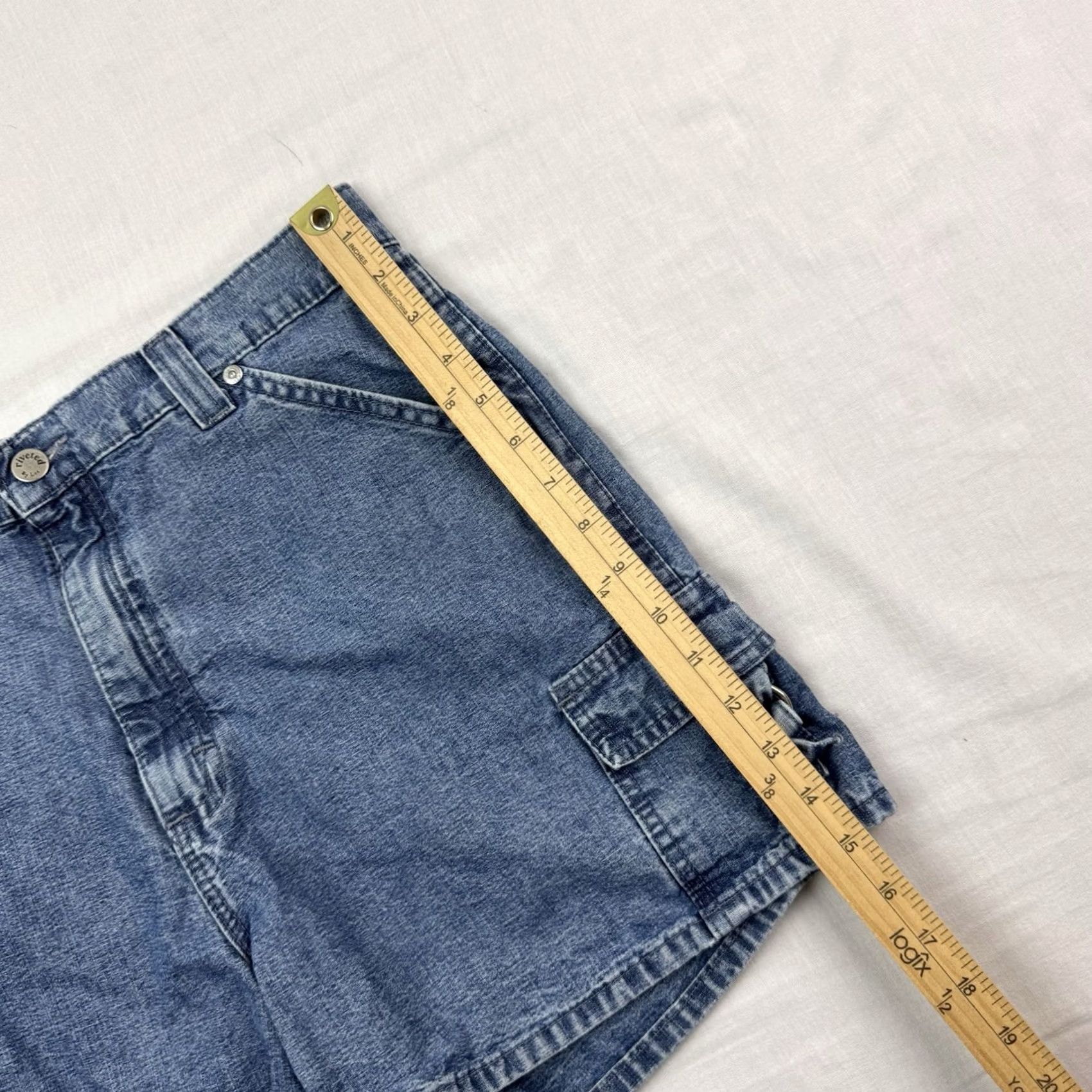 Lee VINTAGE Lee Riveted Cargo Denim Shorts Womens 10 Hipster 80s 90s USA Pockets Size 32" / US 10 / IT 46 - 7 Thumbnail