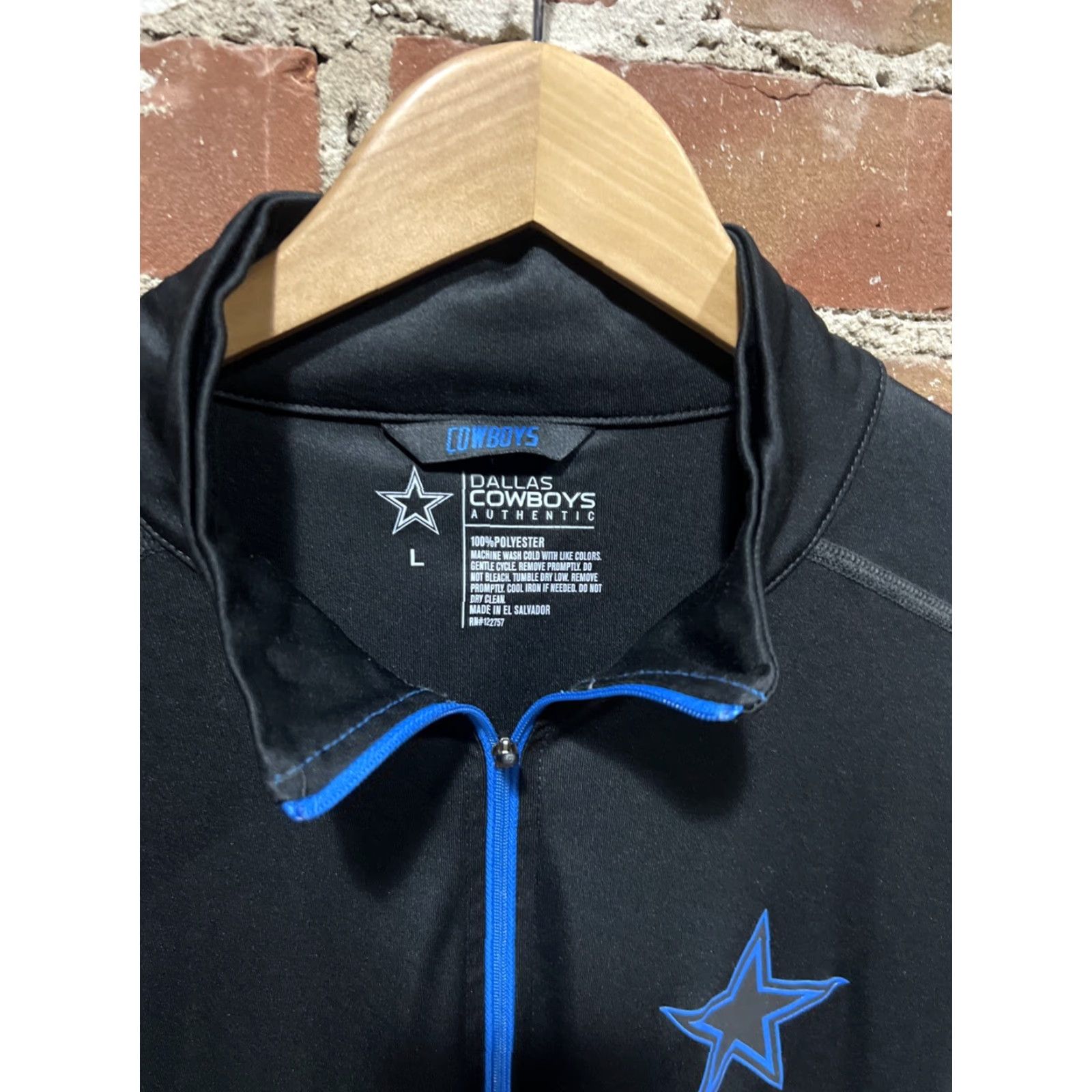 Vintage Dallas Cowboys Jacket Black Blue Quarter Zip Pullover Long Sleeve Mens L Jersey Logo 1/4 Zip Football Patriotic Sports Fall Winter Size US L / EU 52-54 / 3 - 2 Thumbnail