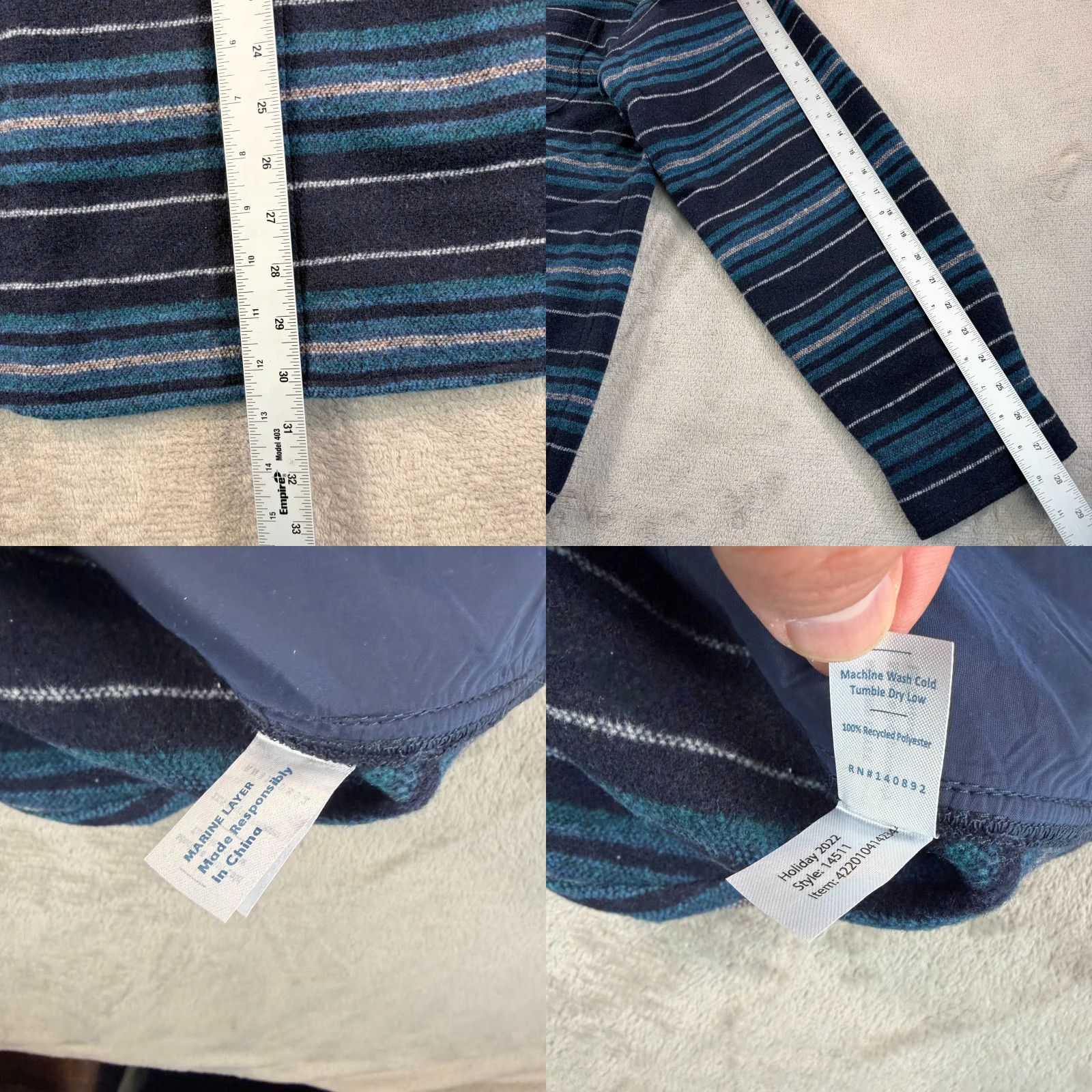 Marine Layer Marine Layer Striped Snap Shacket in Dark Navy Baja Men XL GorpCore NWT Size US XL / EU 56 / 4 - 8 Thumbnail