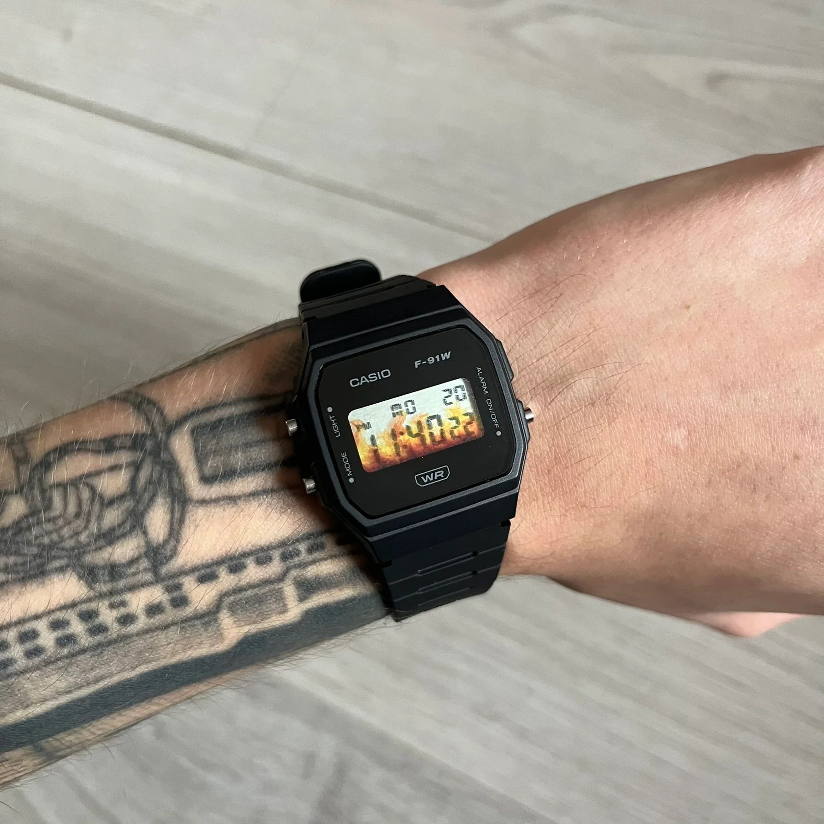 Casio Casio F-91W "Fireplace" Flame & Black Digital Watch Size ONE SIZE - 1 Thumbnail