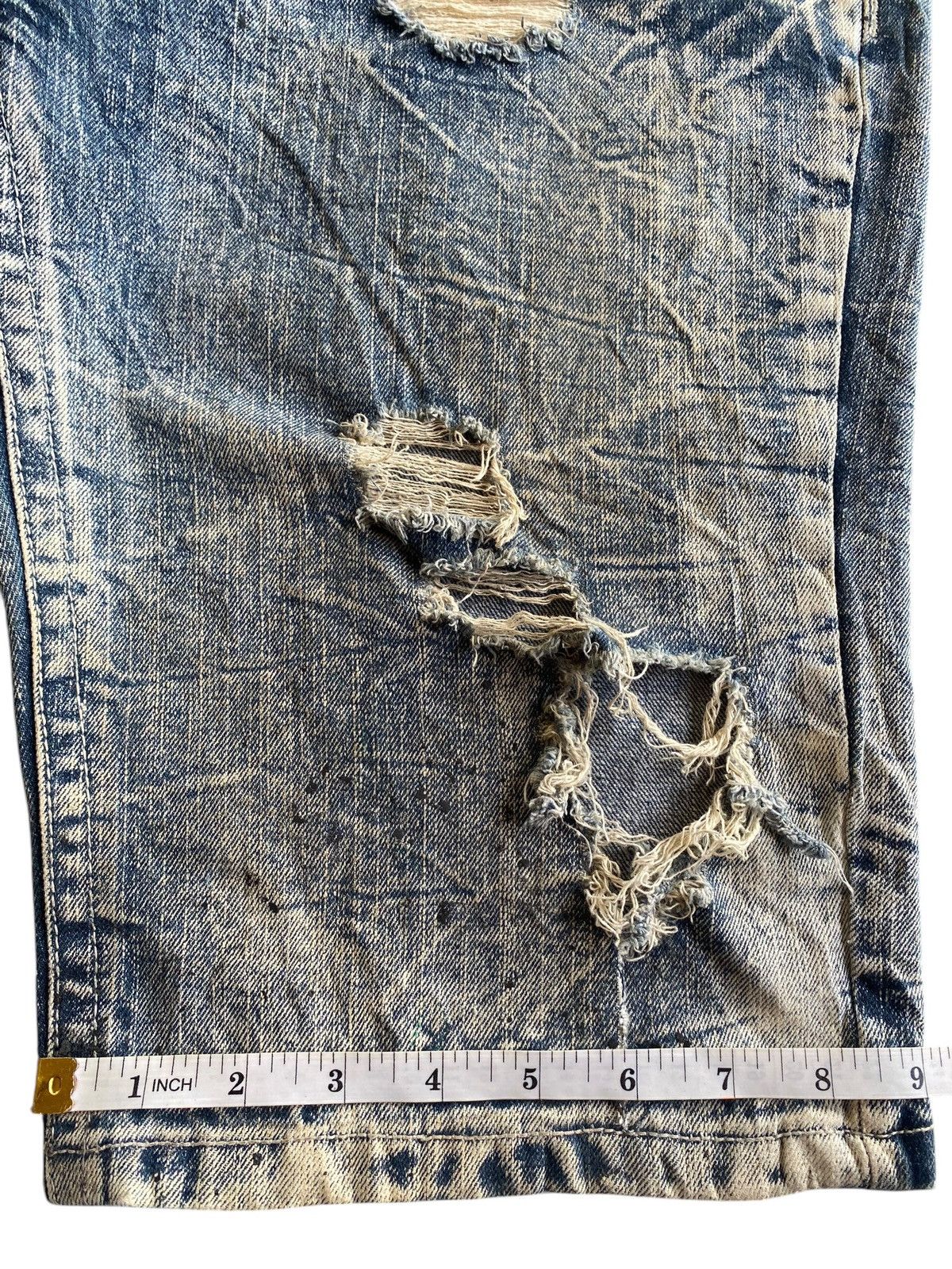 Skull Jeans by an Alchemist Deluxe Creation Skull Double Waist Distressed Short Jeans Size US 34 / EU 50 - 15 Thumbnail