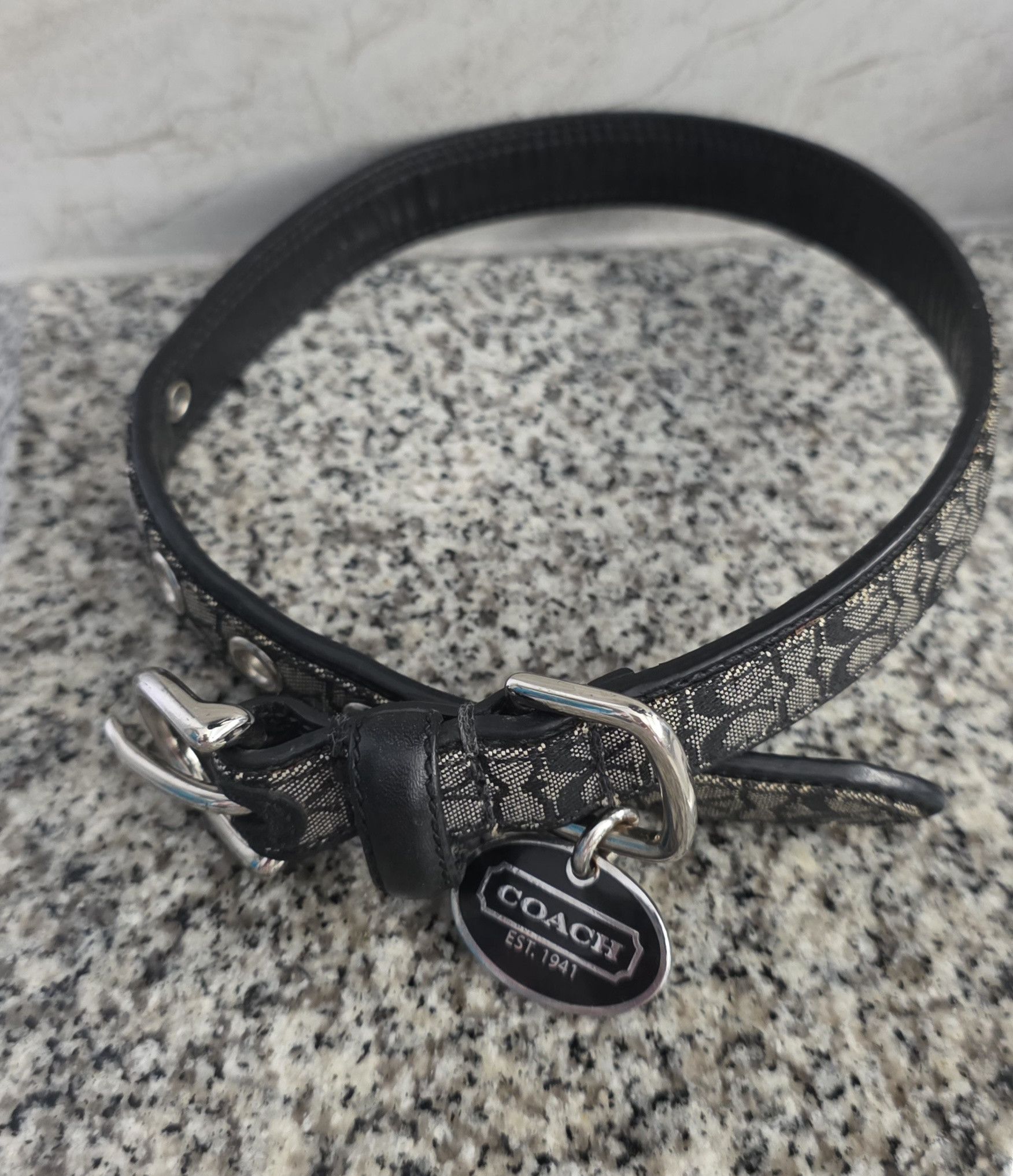 Coach Authentic Coach Signature Black Gray Logo Pet Collar 4003 M Size ONE SIZE - 1 Thumbnail