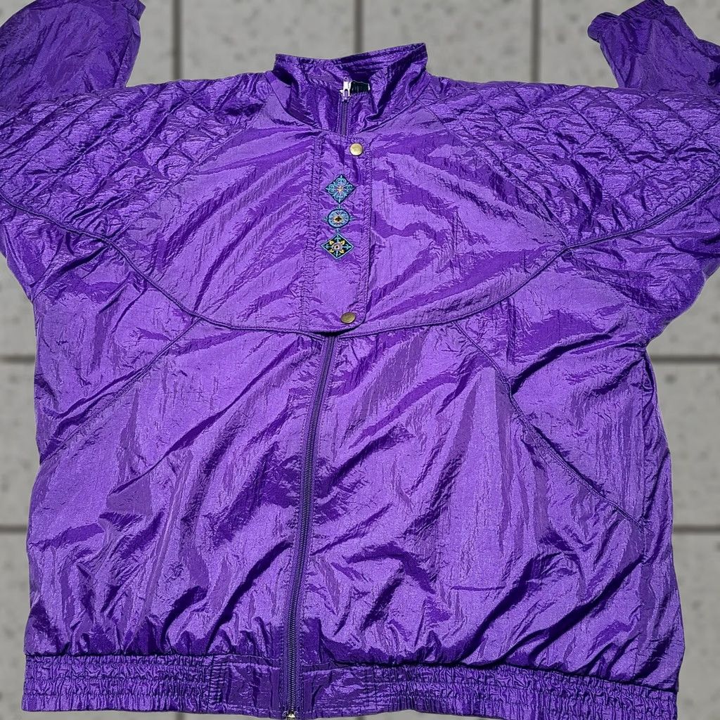 Vintage VINTAGE Bold Spirit Windbreaker Womens Large Purple 90s Full Zip Jacket Lined Size L / US 10 / IT 46 - 1 Thumbnail