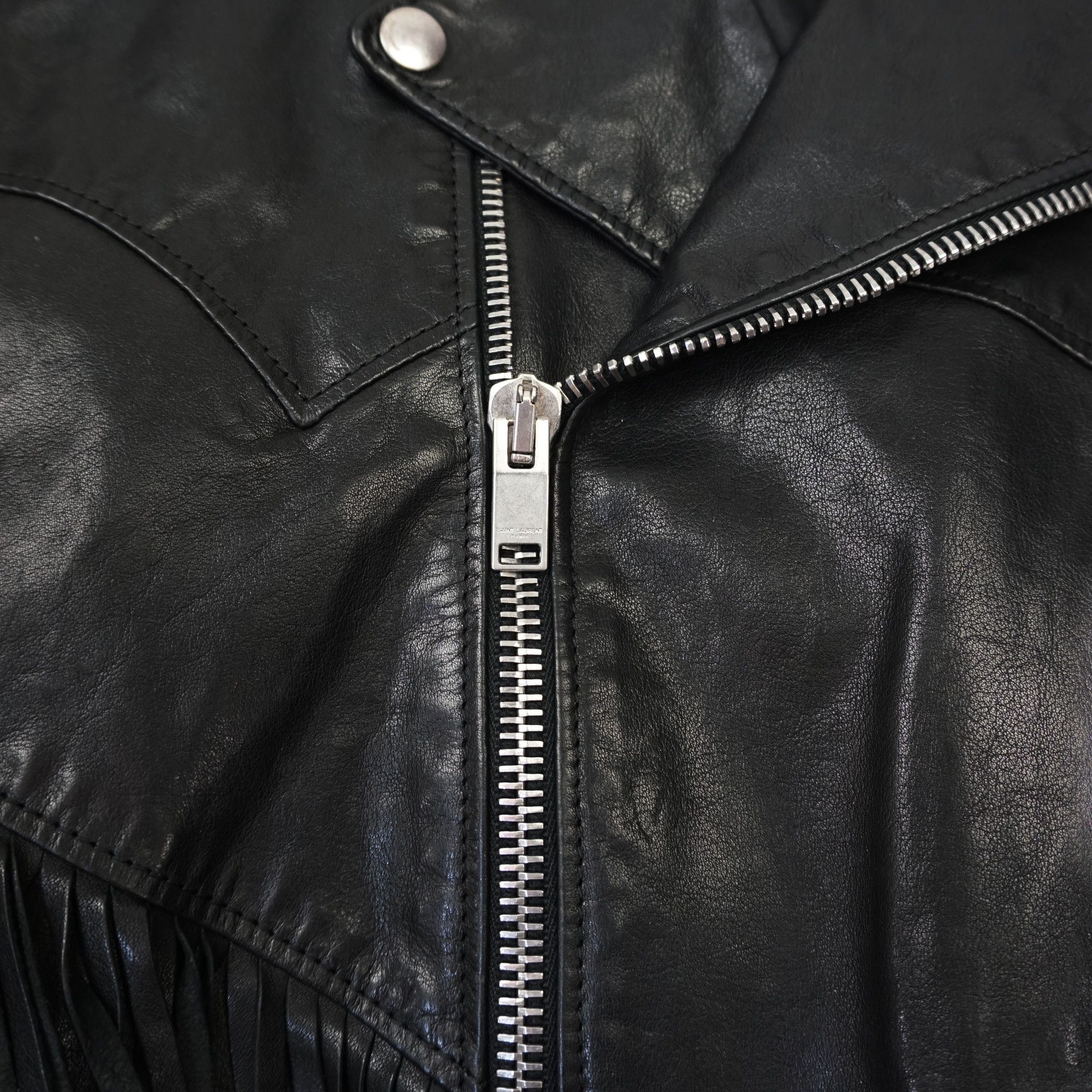 Hedi Slimane × Saint Laurent Paris SLP SS15 "Psych Rock" Leather Fringed Biker Jacket Size US S / EU 44-46 / 1 - 6 Thumbnail