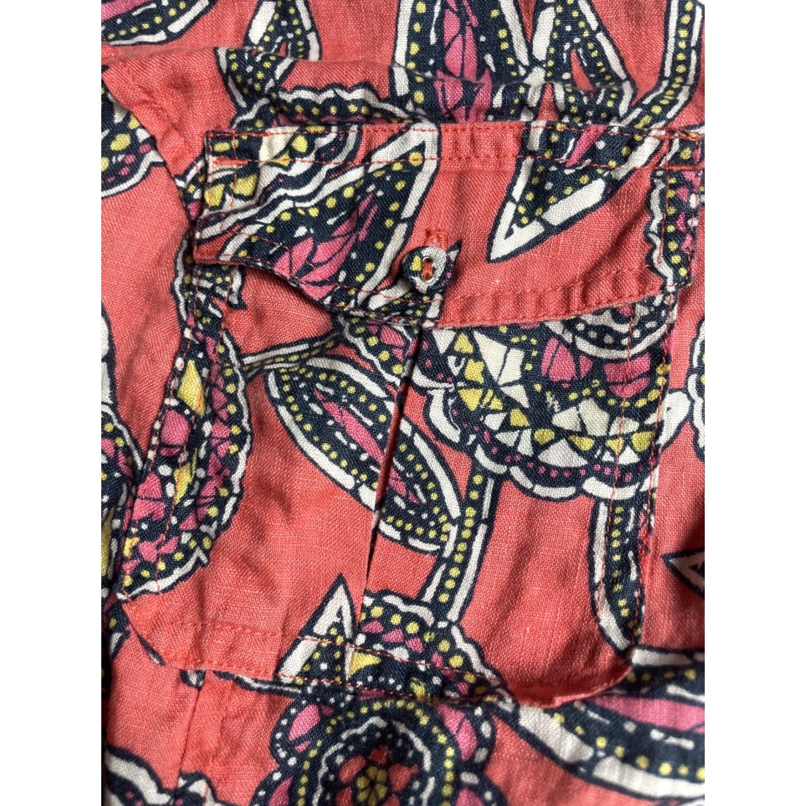 Charter Club Charter Club Shirt Women's 16W Pink Floral Paisley Linen Blend 3/4 Sleeve Blouse with Round Neck Womens Size XXL / US 16-18 / IT 52-54 - 4 Thumbnail