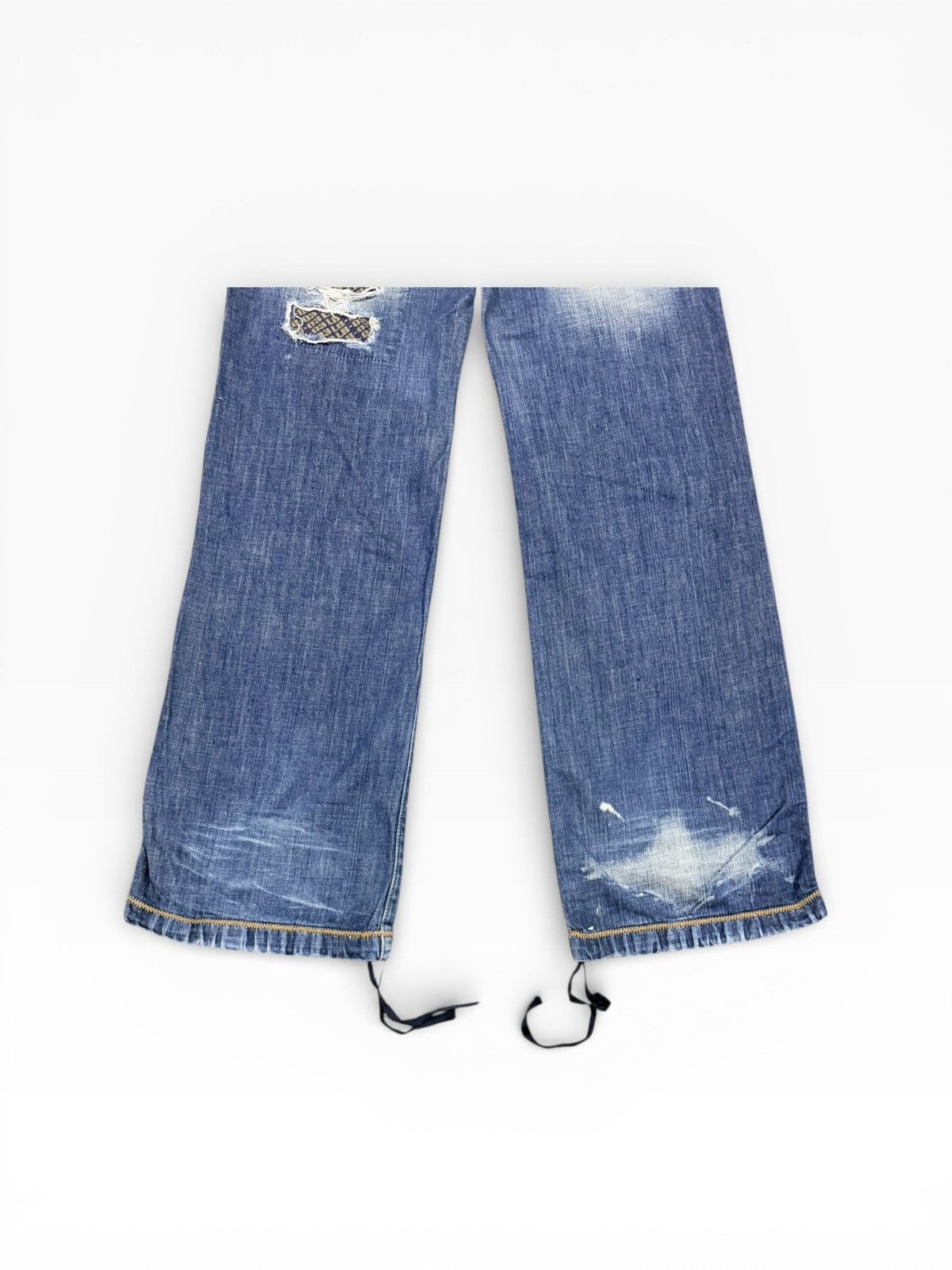Le Grande Bleu (L.G.B.) LB-03 Flare Patchwork Drawsting Denim Pants Size US 31 - 12 Thumbnail