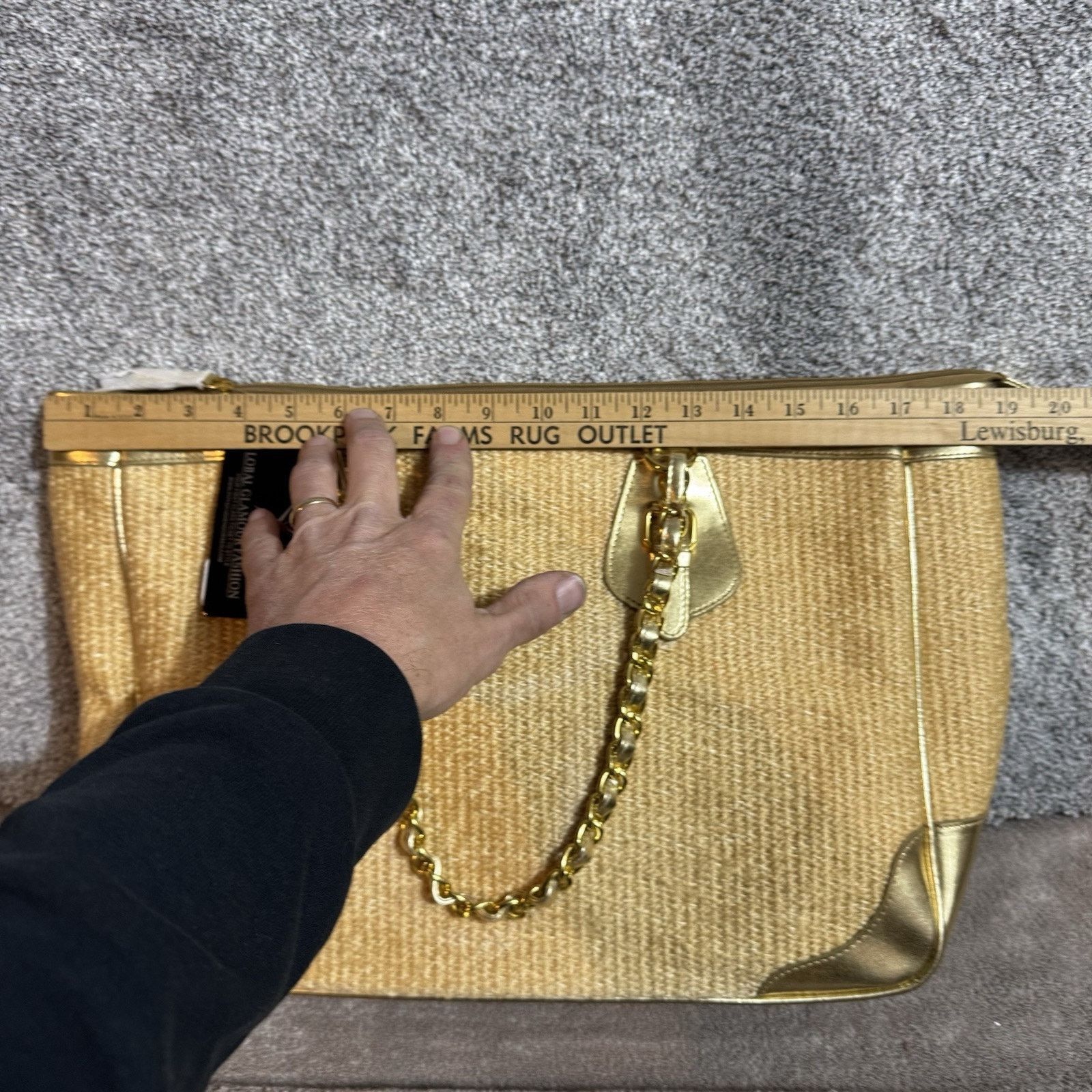 Other Y2K Boho Chic Woven Tote Bag Natural Gold Sparkly Metallic Size ONE SIZE - 6 Thumbnail