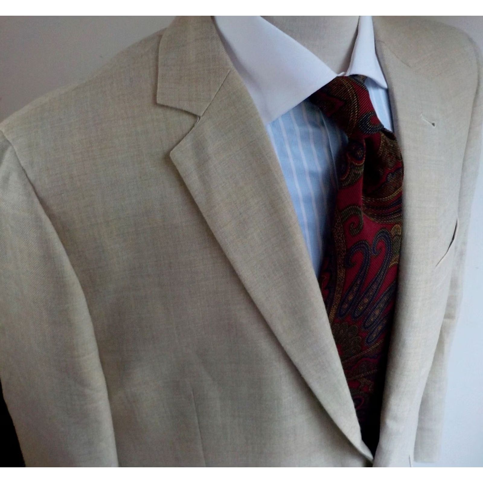 Brooks Brothers BROOKS BROTHERS 1818 Fitzgerald Blazer Wool Oatmeal 2 Button SZ 46R Mens Jacket Coat Blazer 2 Button Notch Wool 100% Tats Size 46R - 3 Thumbnail