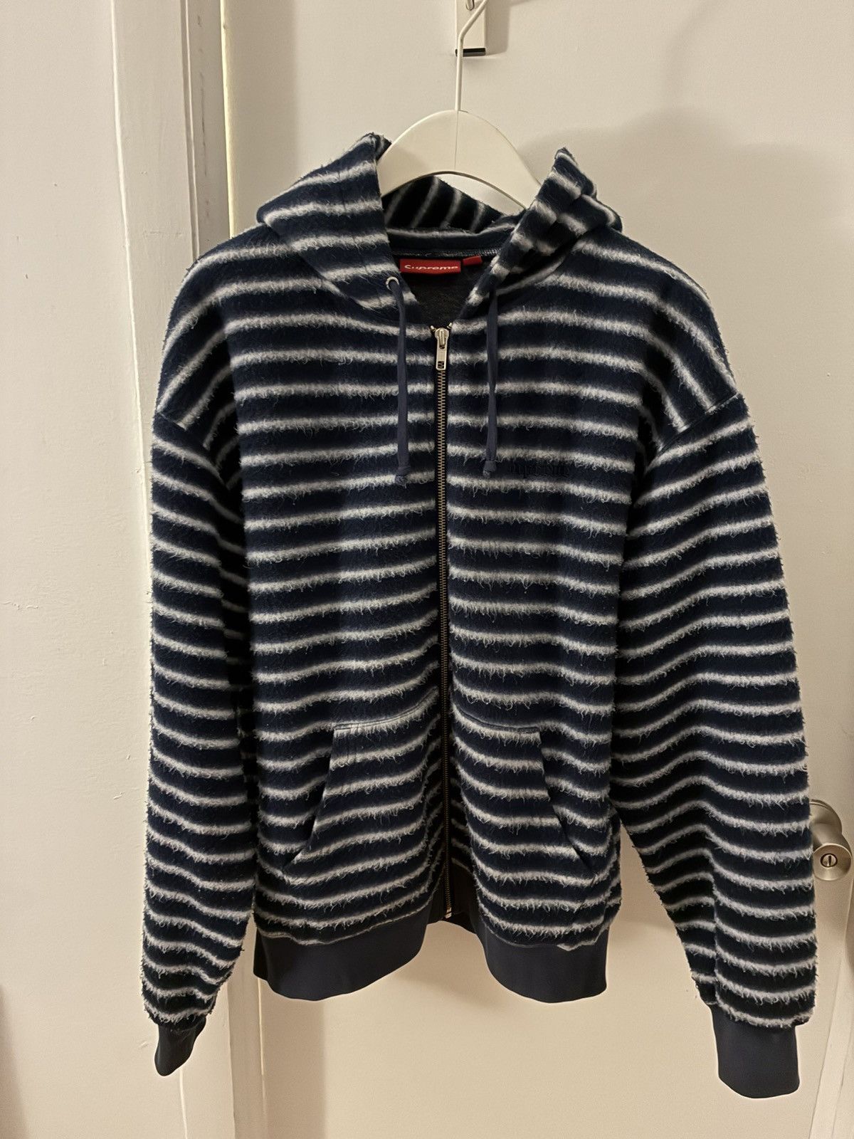 Supreme Supreme fw23 blue and white stripe zip up with hood fuzzy Size US M / EU 48-50 / 2 - 1 Thumbnail