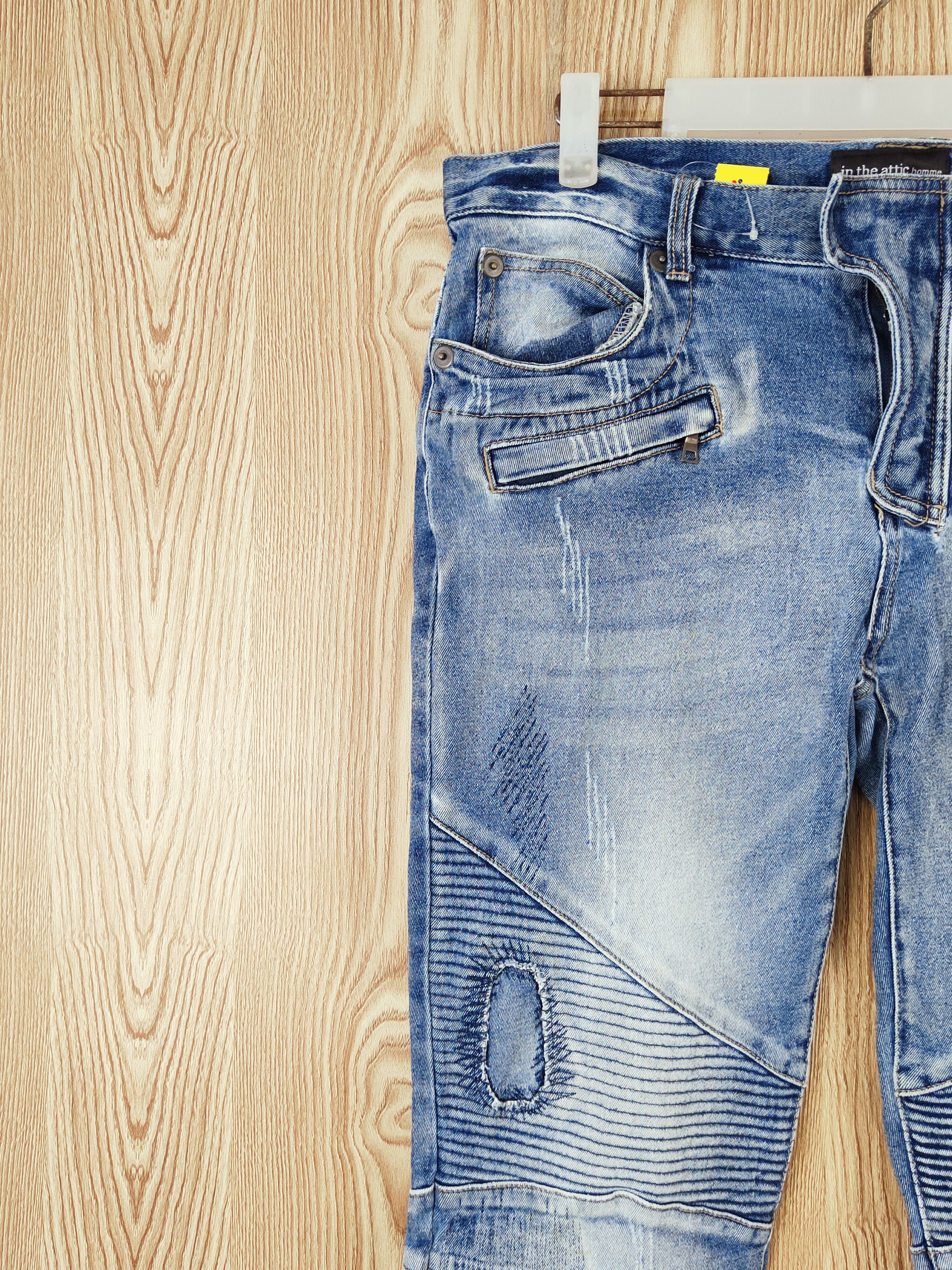In The Attic In the attic Distressed Ripped bikers denim Jeans #W491 Size 33" - 3 Thumbnail