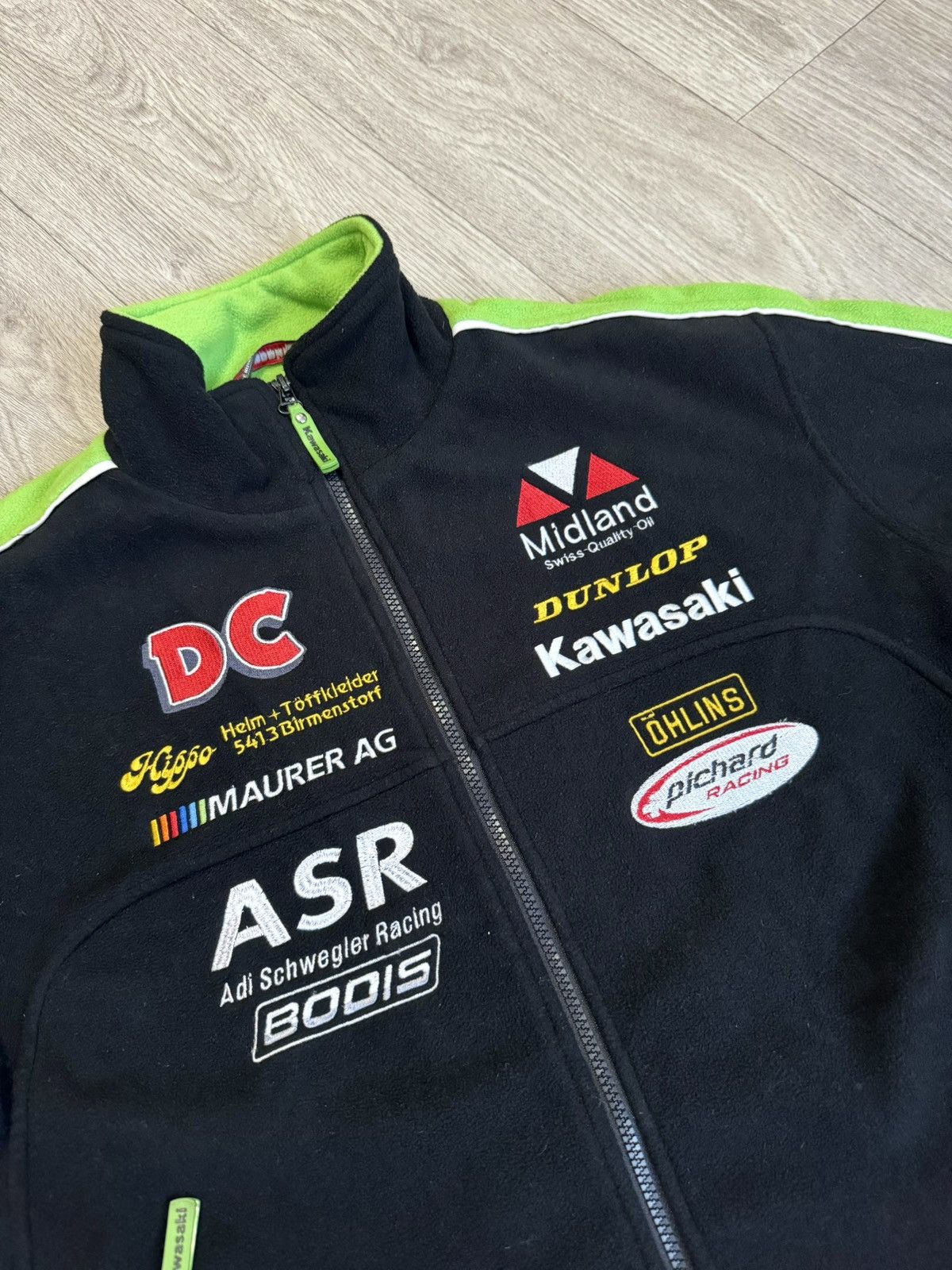 Vintage 🔷Vintage Kawasaki Racing Zip Sweatshirt Fleece 90s🔷 Size US M / EU 48-50 / 2 - 2 Thumbnail