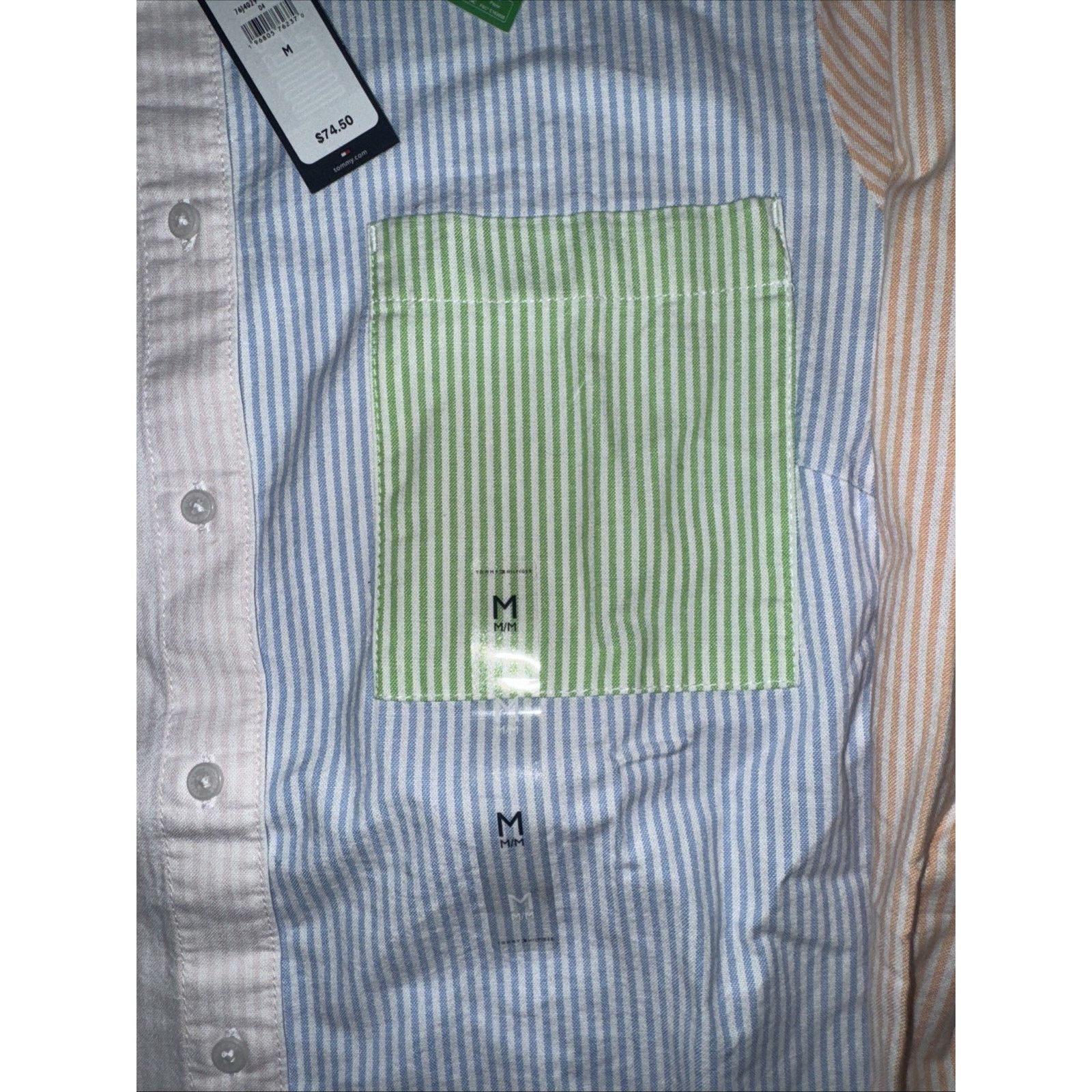 Tommy Hilfiger × Vintage Tommy Hilfiger Patchwork Stripe Oxford Shirt M Long Sleeve Size US M / EU 48-50 / 2 - 2 Thumbnail