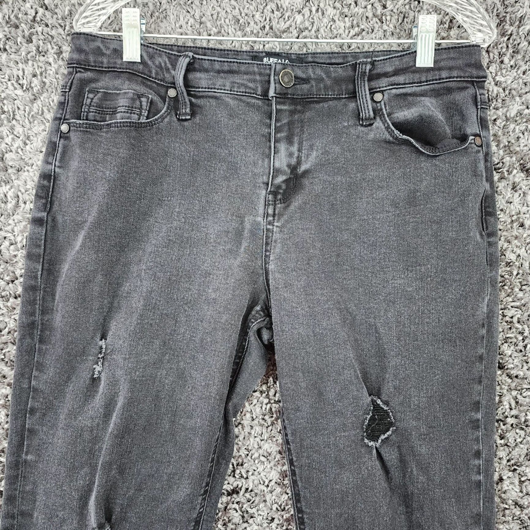 Vintage Buffalo Jeans Womens Mid Rise Skinny Distressed Black Jeans Size 12 Size 34" / US 12 / IT 48 - 2 Thumbnail