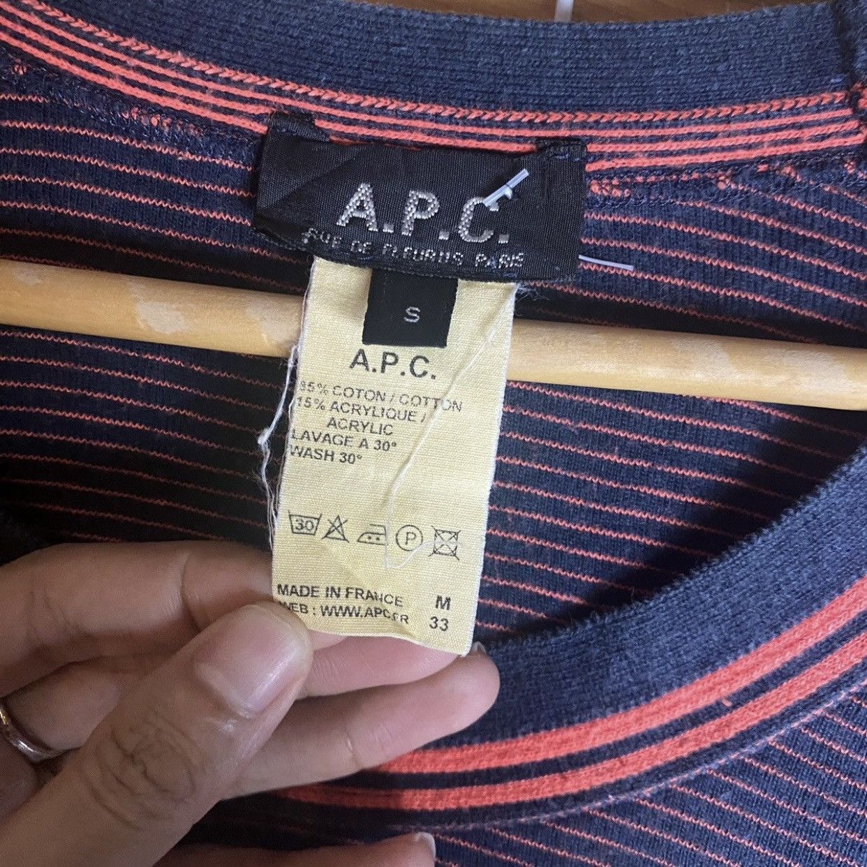A.P.C. Archive A.P.C. Striped LongSleeve Navy Burgundy Contrast Rib Size S / US 4 / IT 40 - 9 Thumbnail