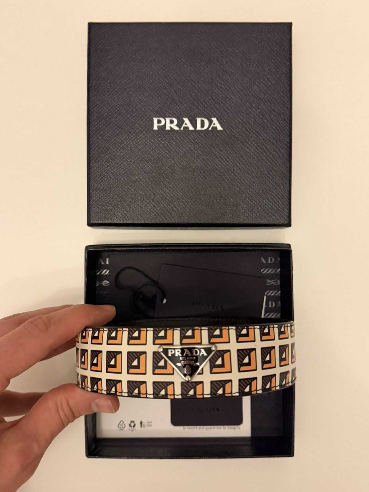 Prada Prada Choker Necklace Vitello Pattern Leather Size M Size ONE SIZE - 1 Thumbnail