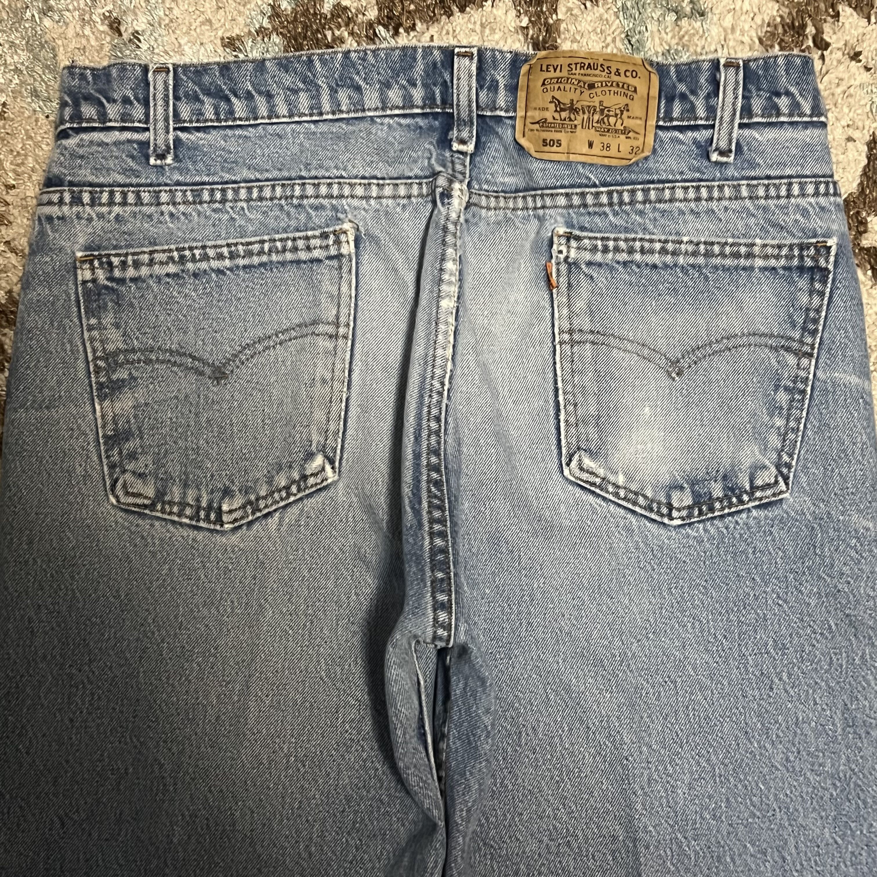 Levi's × Vintage Vintage Levi's 505 Orange Tab Jeans Straight Leg 35x31 90s Size US 35 - 3 Thumbnail