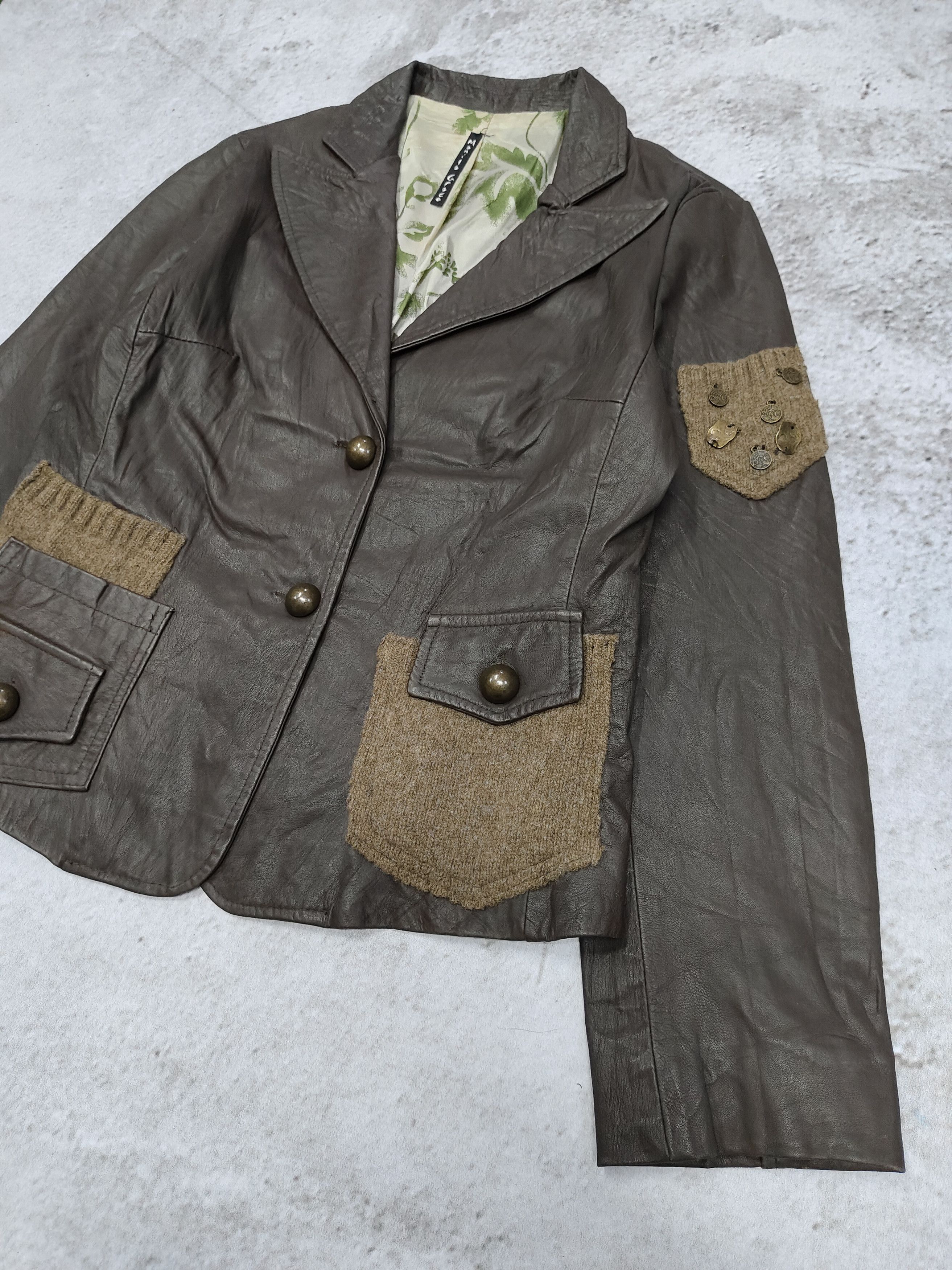 Seditionaries 90s Manila Grace- Coin Patch Wool Vera Pelle Leather Jacket Size M / US 6-8 / IT 42-44 - 6 Thumbnail