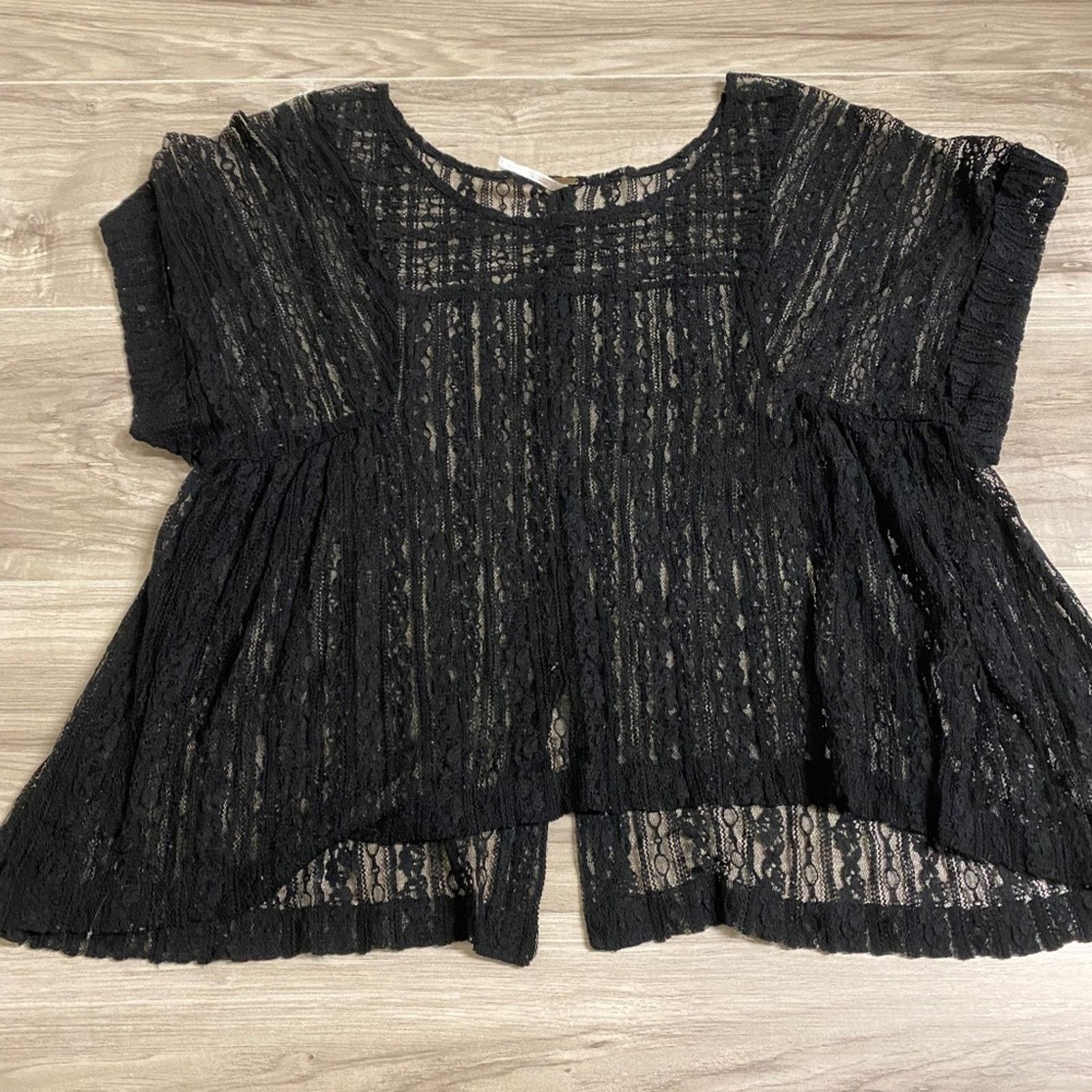 Free People Free People June Black Lace Sheer Top - SP Size S / US 4 / IT 40 - 2 Thumbnail