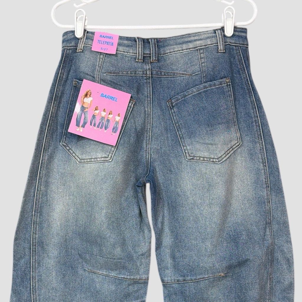 Other NWT Telepatia Wide Barrel Leg Jeans Sz 5/27 Y2K Low Rise Den Size 27" / US 4 / IT 40 - 5 Thumbnail