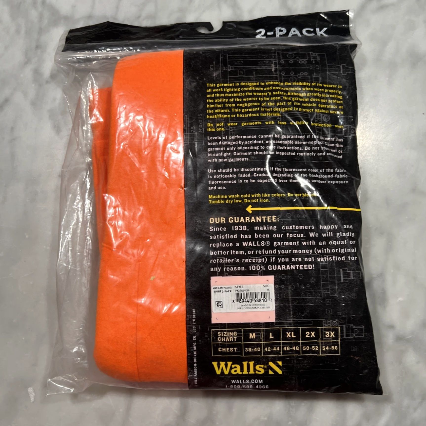 Walls Walls T Shirts Men's M Short Sleeve Working Pocket Hi- Visible Orange Wicking Size US M / EU 48-50 / 2 - 3 Thumbnail