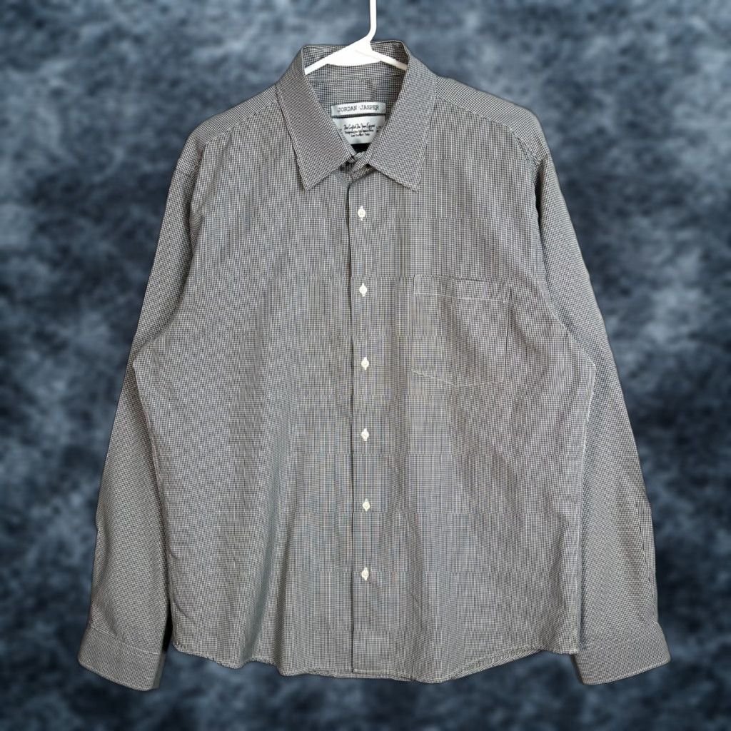 Jordan Brand Jordan Jasper Mens Gray Gingham Long Sleeve Button-Up Shirt Size 17 36-37 Size US L / EU 52-54 / 3 - 1 Thumbnail