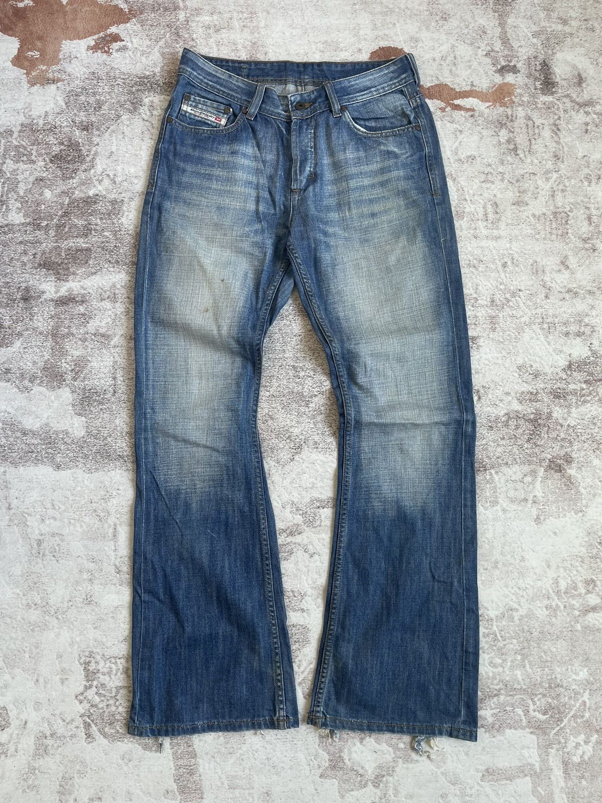 Diesel Black Gold Vintage Y2K Diesel Thrashed Flare Denim Pants Size US 31 - 1 Thumbnail