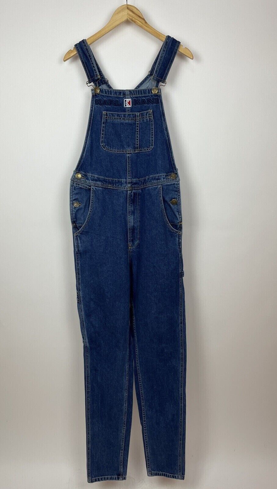 Men's Karl Kani Blue Denim Overalls Jumpsuit Pants Jeans