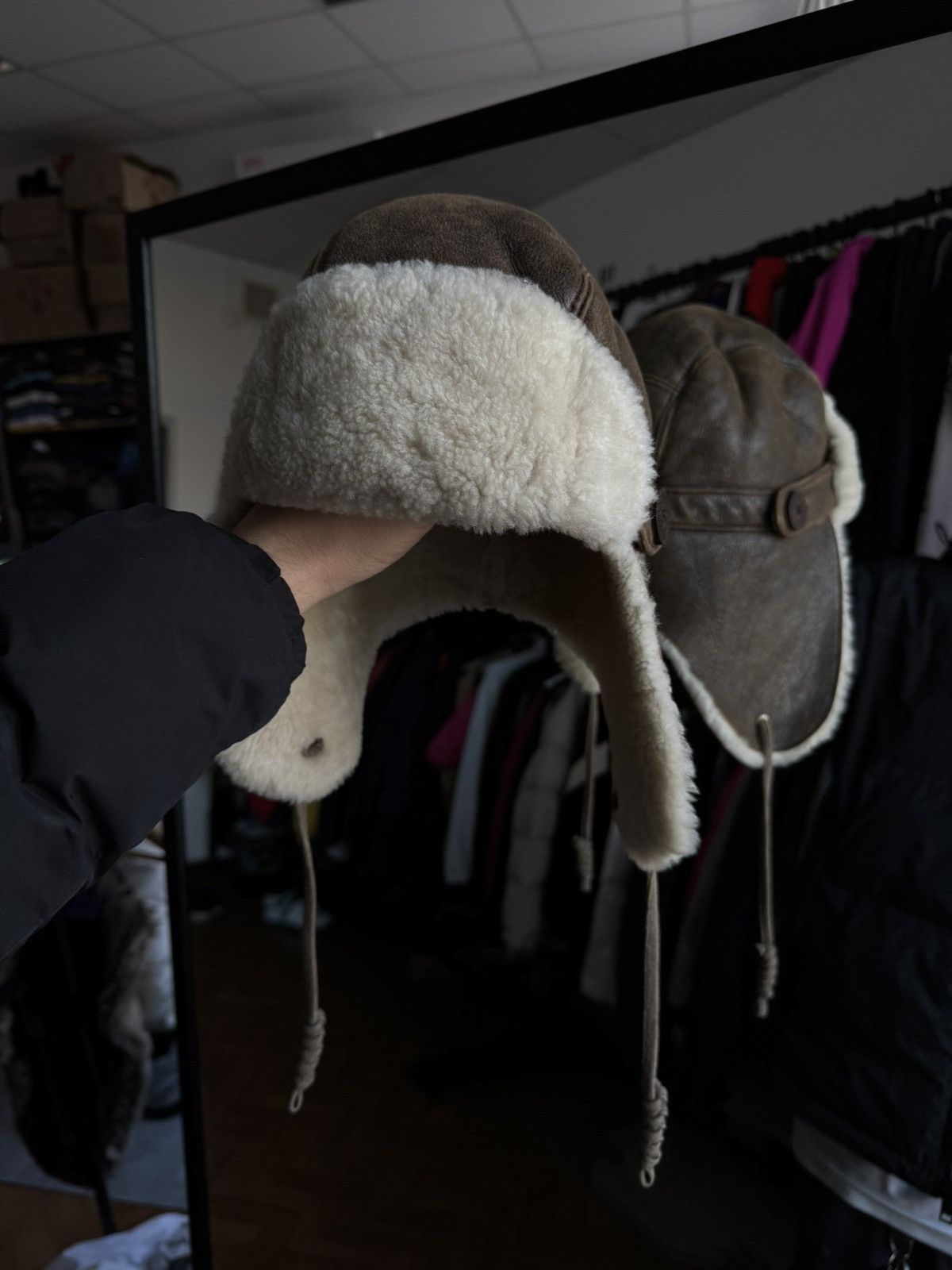 Ugg × Vintage 🔥LEATHER VINTAGE Y2K STYLE UGG ushanka hype hat Size ONE SIZE - 5 Thumbnail