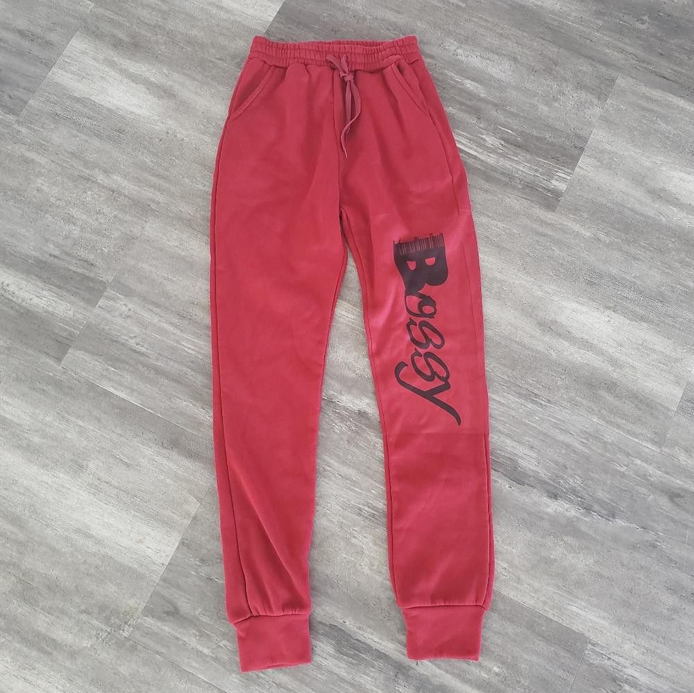 Shein Dark Red Bossy High Waist Banded Sweats Size 28" / US 6 / IT 42 - 1 Thumbnail