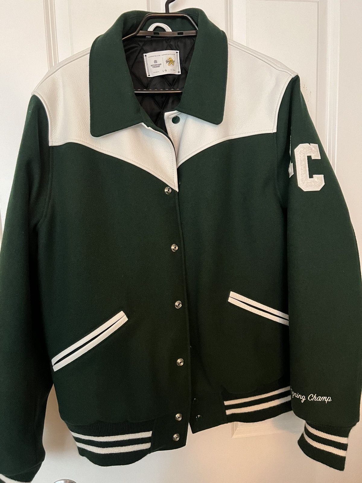 Golden Bear Reigning Champ Reigning Champ Collard Teddy Varsity Jacket Grailed